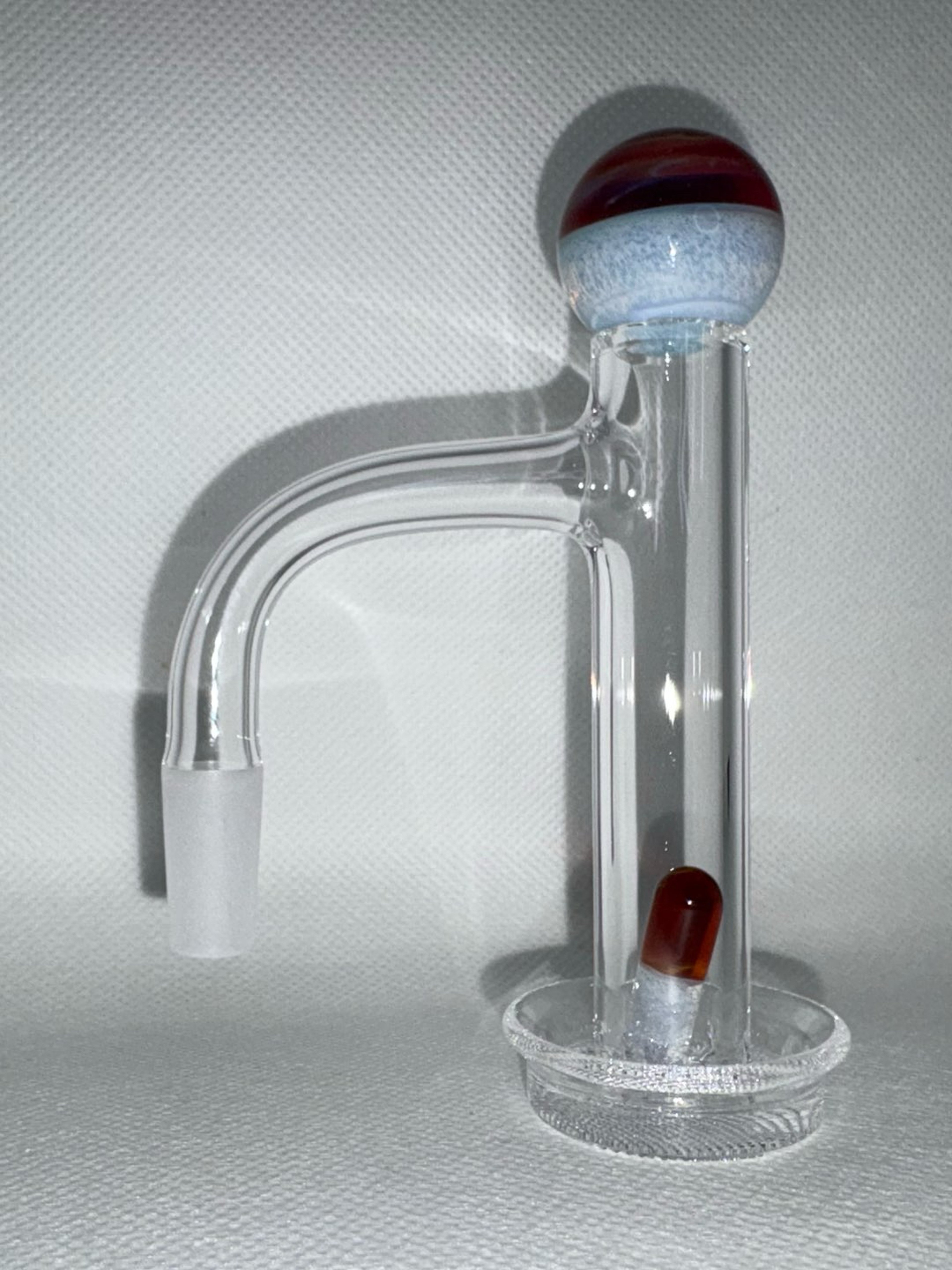 Preview pic of 10mm Control Tower Quartz Banger with Amber Purple/Secret White Top Marble and Pill