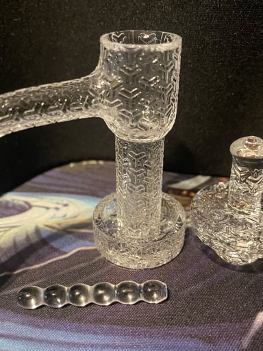 Preview pic of Etched pattern Terp Slurper with cap and pillar