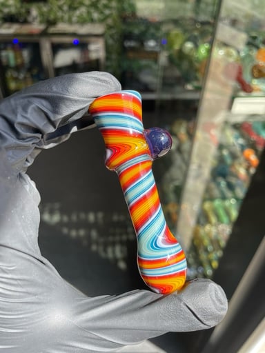 Preview pic of Crux Glass Linework Chillum with Color Dots