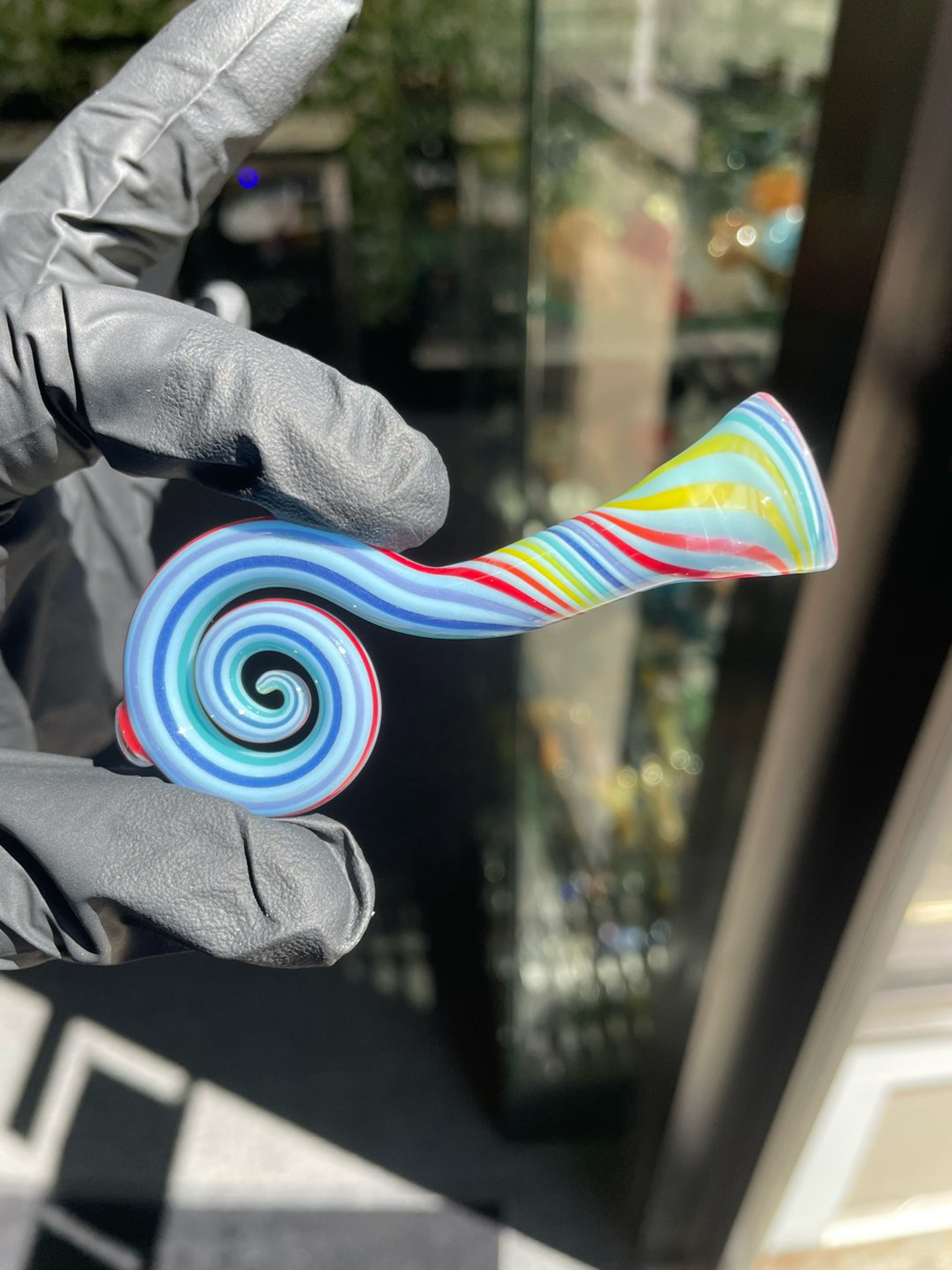 Preview pic of Jem Glass Curly Onie Blue Rainbow