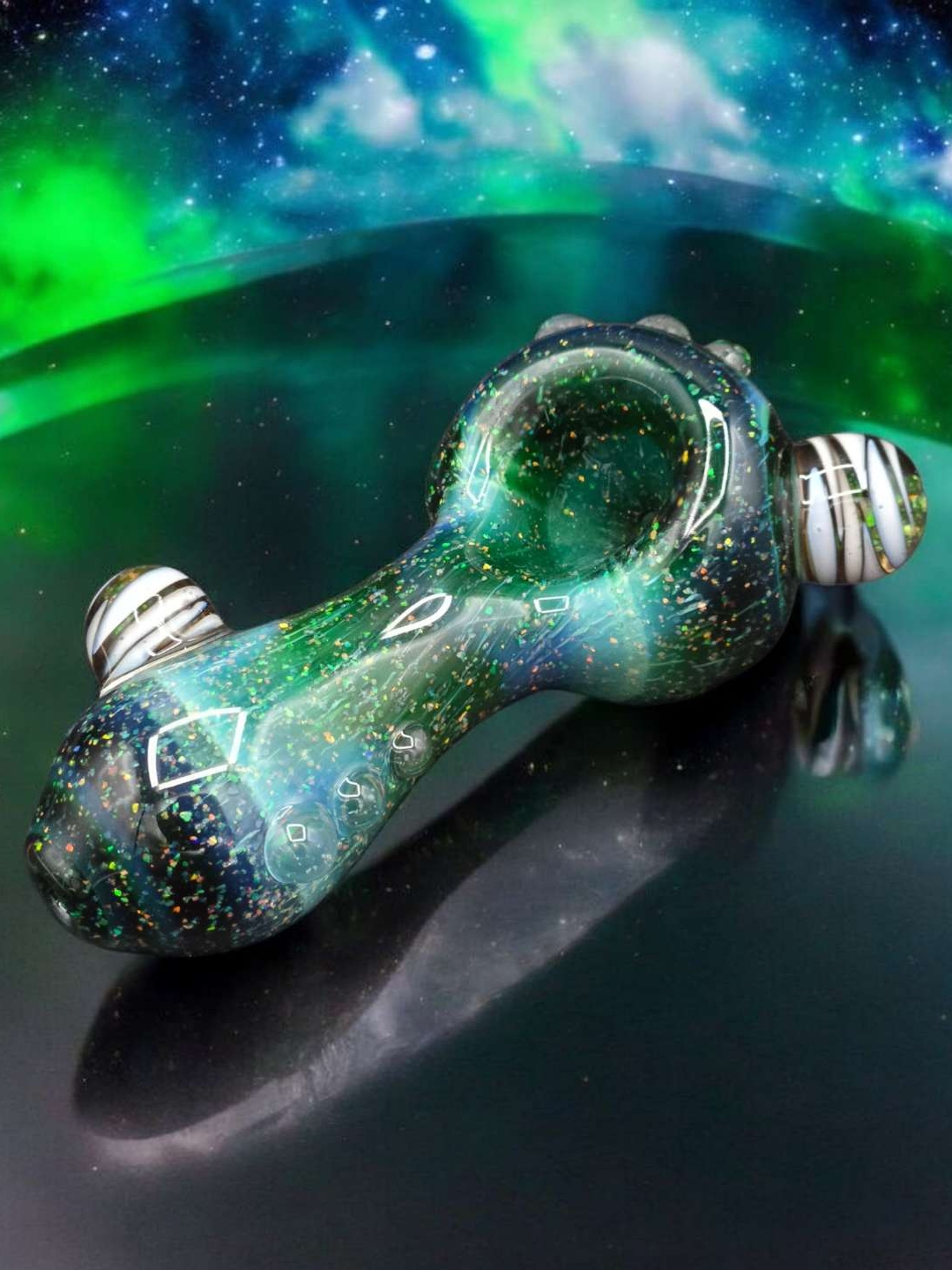 Preview pic of Fully worked spoon pipe with crushed opal by snook glass