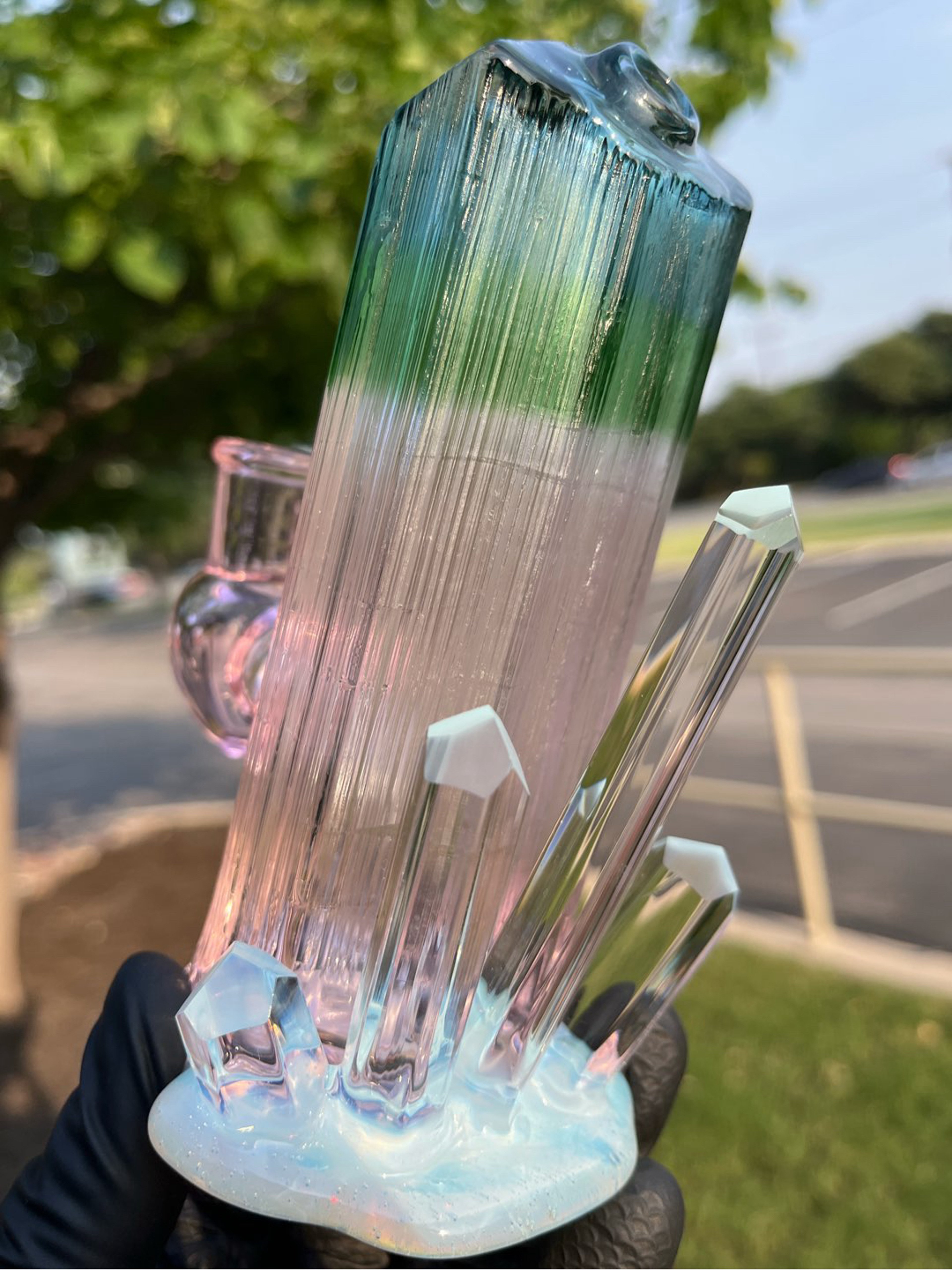 Preview pic of Digger Glass Tourmaline & Quartz Crystal Cluster