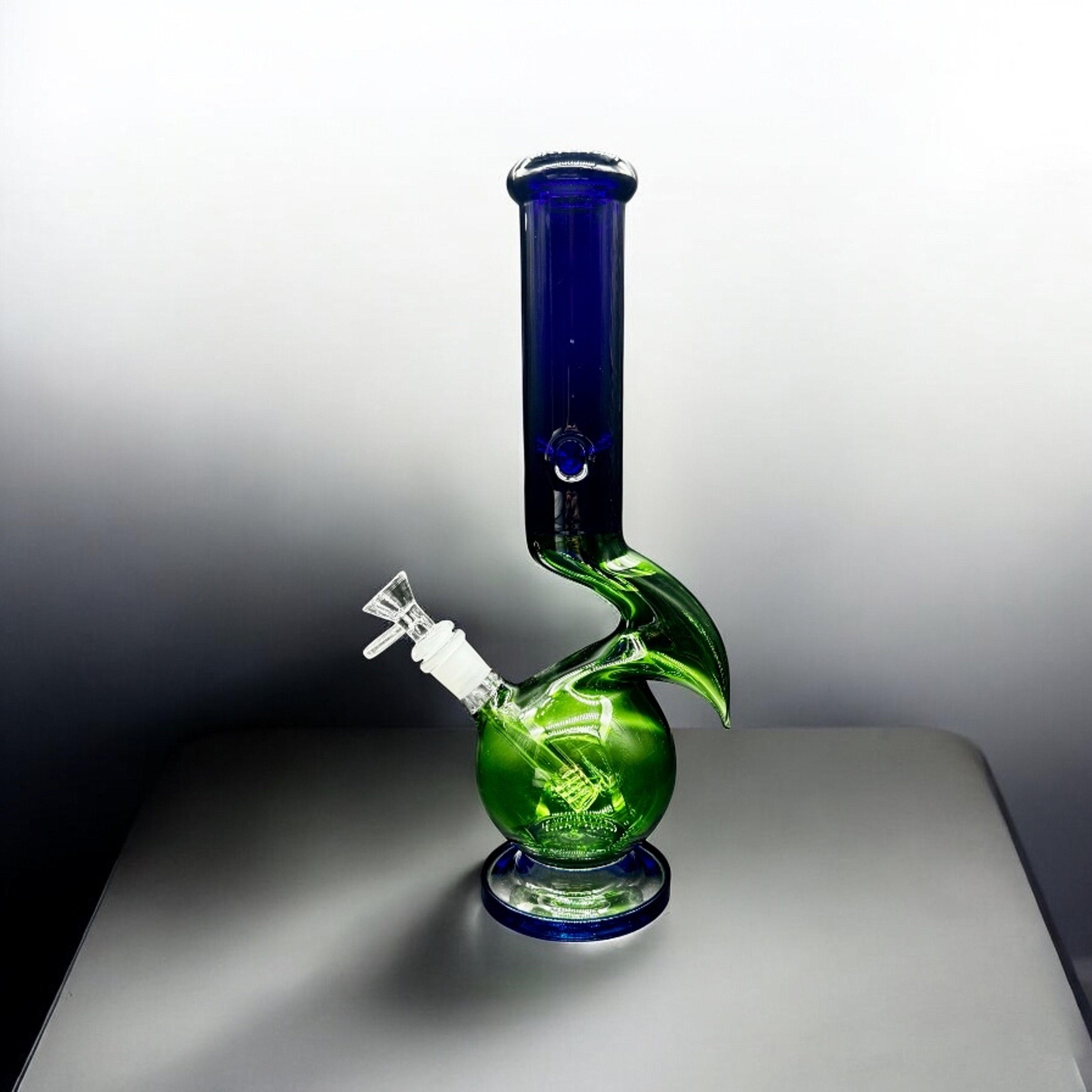 Mr. Green 13” Glass Bong – Blue & Green with Downstem and 14mm Bowl image 0