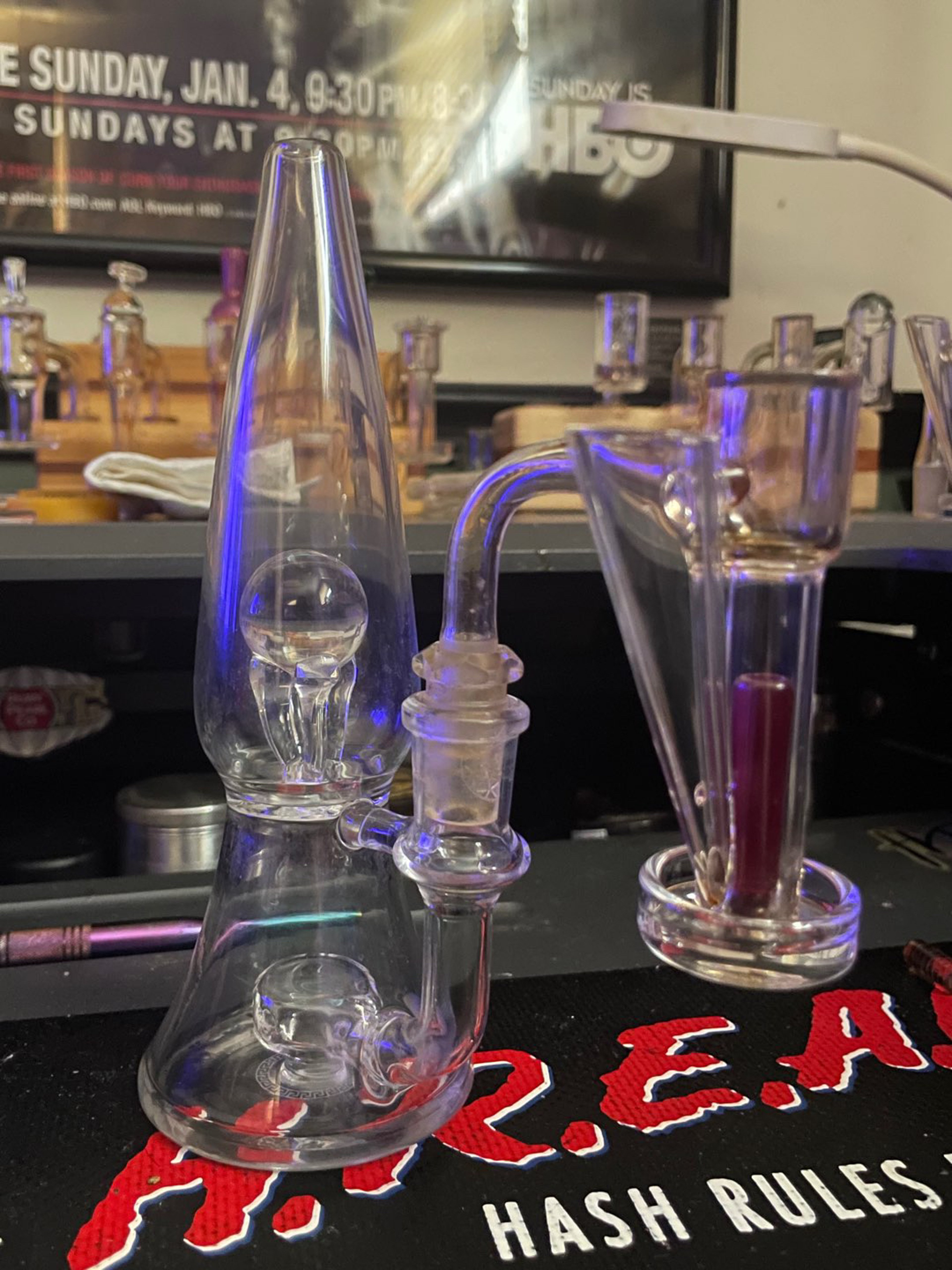 Preview pic of *FINAL PRICE DROP* Essentially Brand New Greek Glass Lava Lamp Blooper + Terp-Slide XXL Slurper + XXL Hollow Ruby Pillar