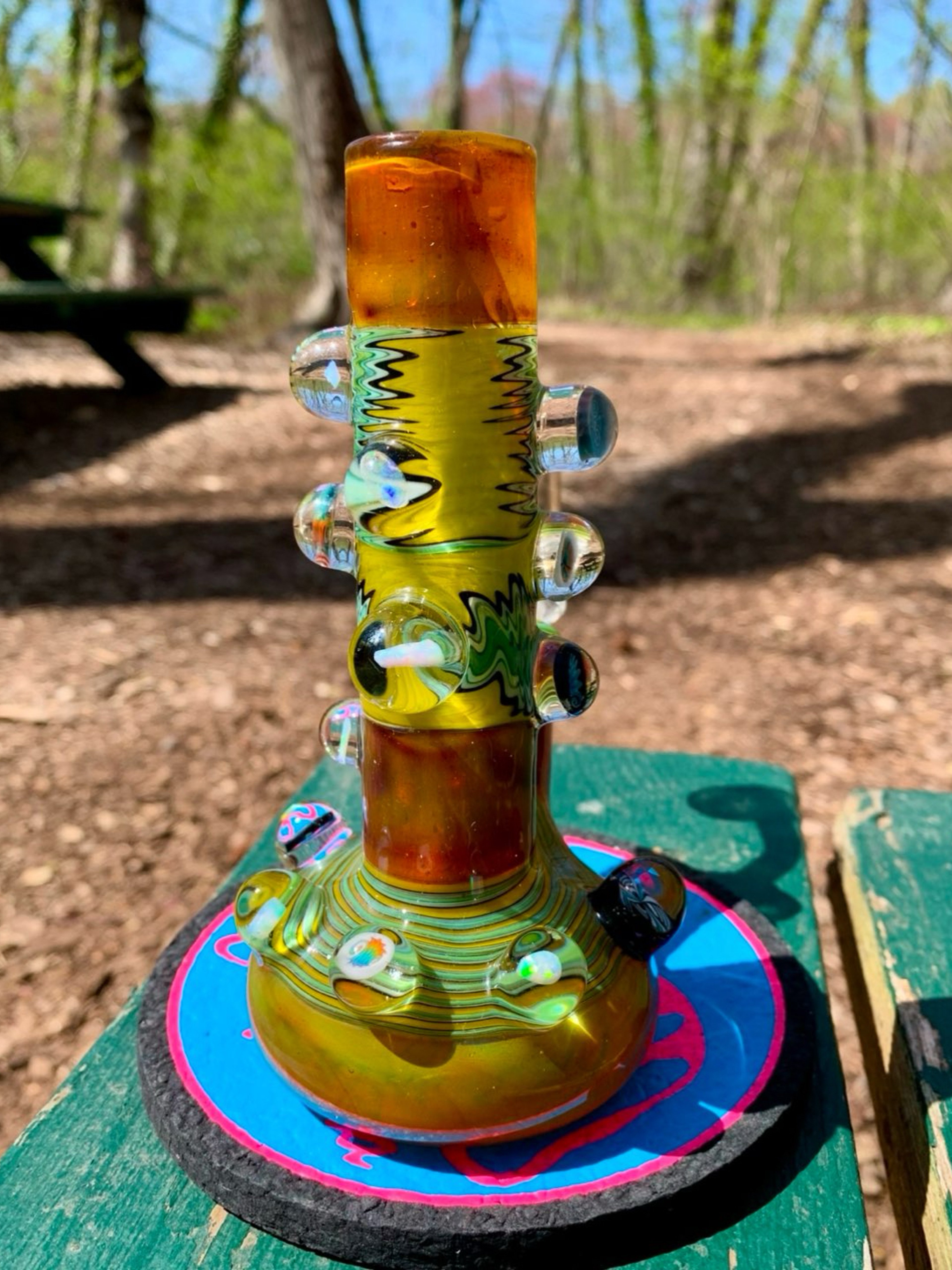 Preview pic of Mini tube with heady wig wag linework 13 millies & Opals