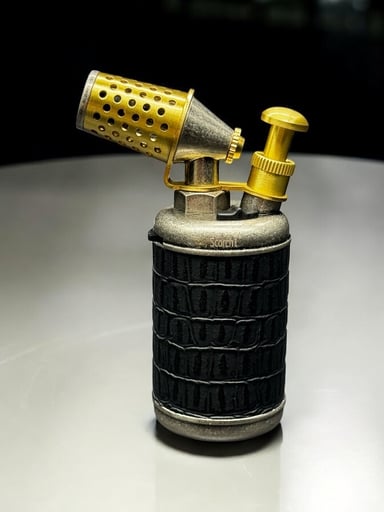 Preview pic of Scorch Torch 3.5” Single Flame Lighter – Black, Gray & Gold | Prefilled Butane Torch