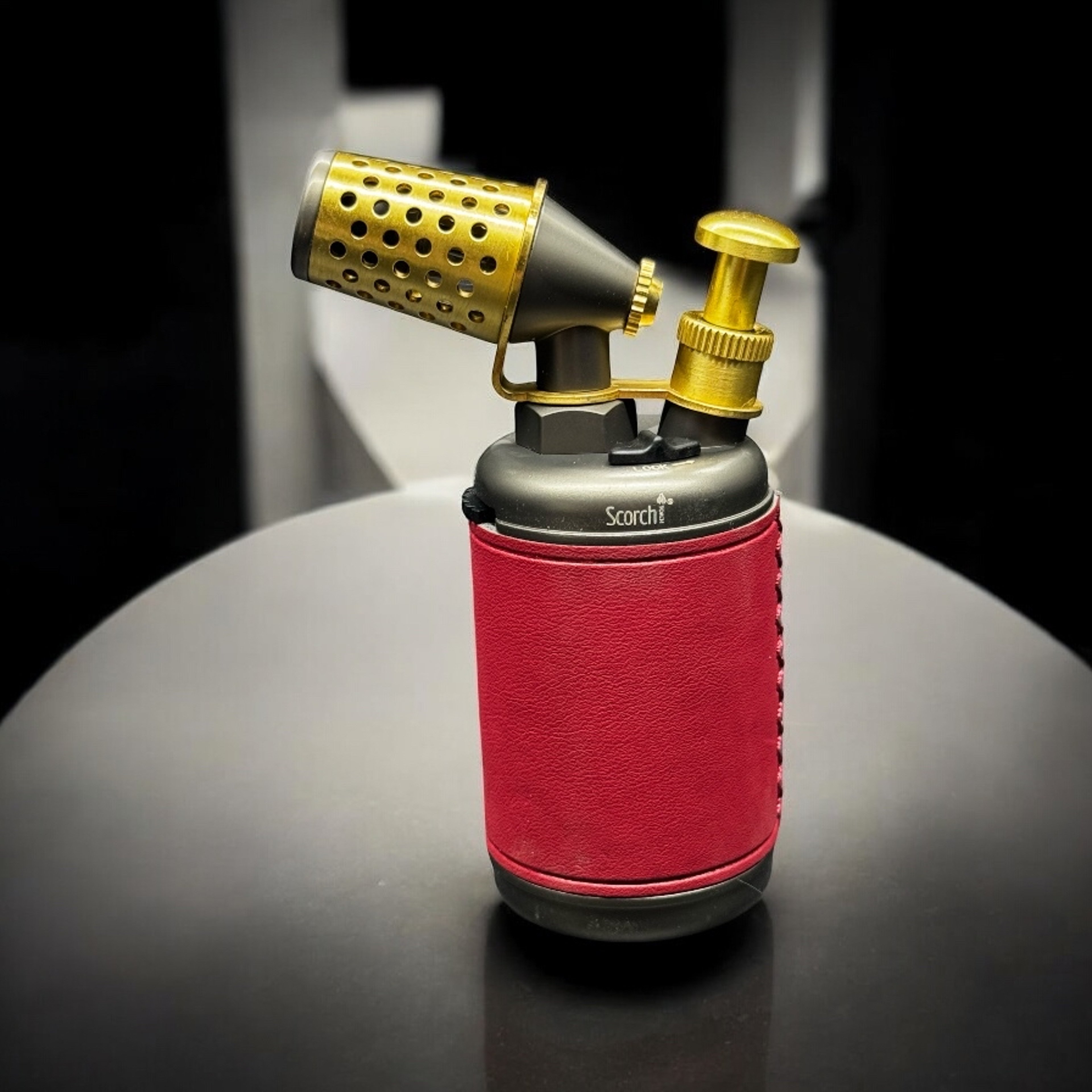 Preview pic of Scorch Torch 3.5” Single Flame Butane Lighter – Red, Gunmetal & Gold | Prefilled & Ready to Use