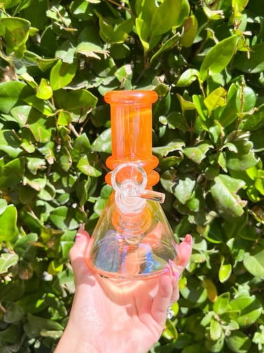 Preview pic of Orange Iridescent 8 Inch Beaker Bong