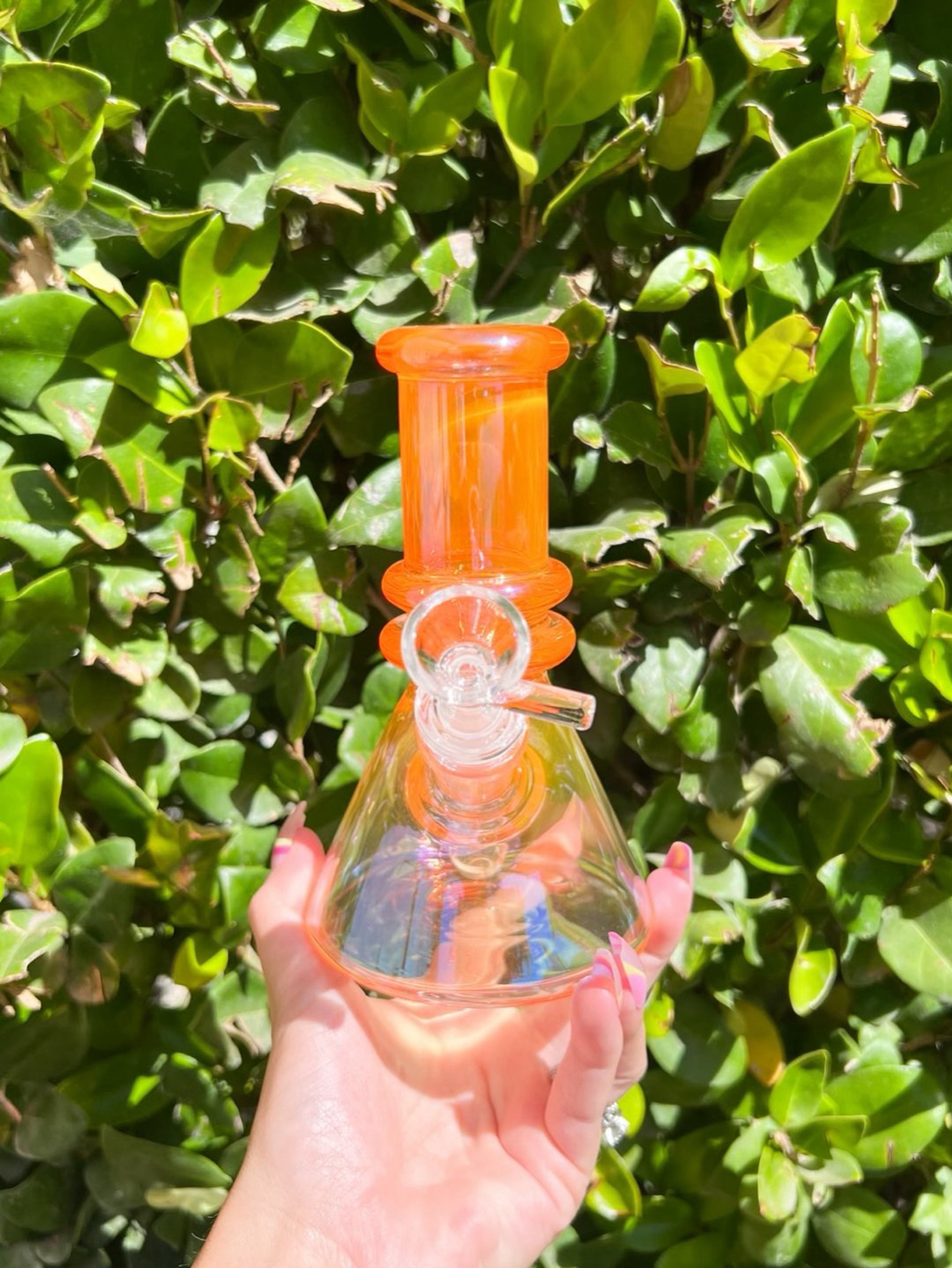 Preview pic of Orange Iridescent 8 Inch Beaker Bong