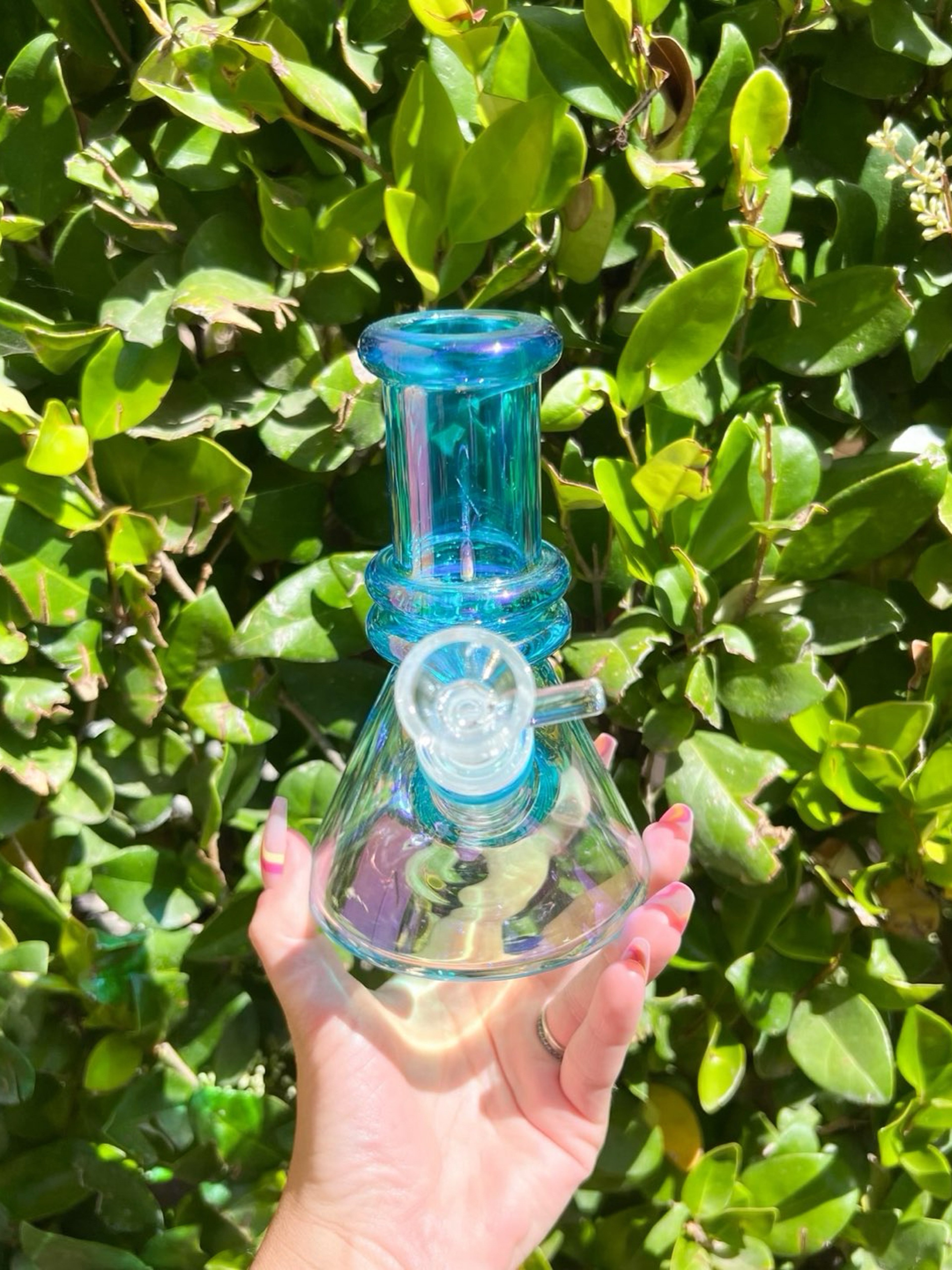 Blue Iridescent 8 Inch Beaker Bong image 0