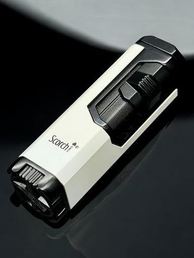 Preview pic of Scorch Torch 61660-1 – Quad Flame Butane Torch Lighter (White & Black) – 3.5”