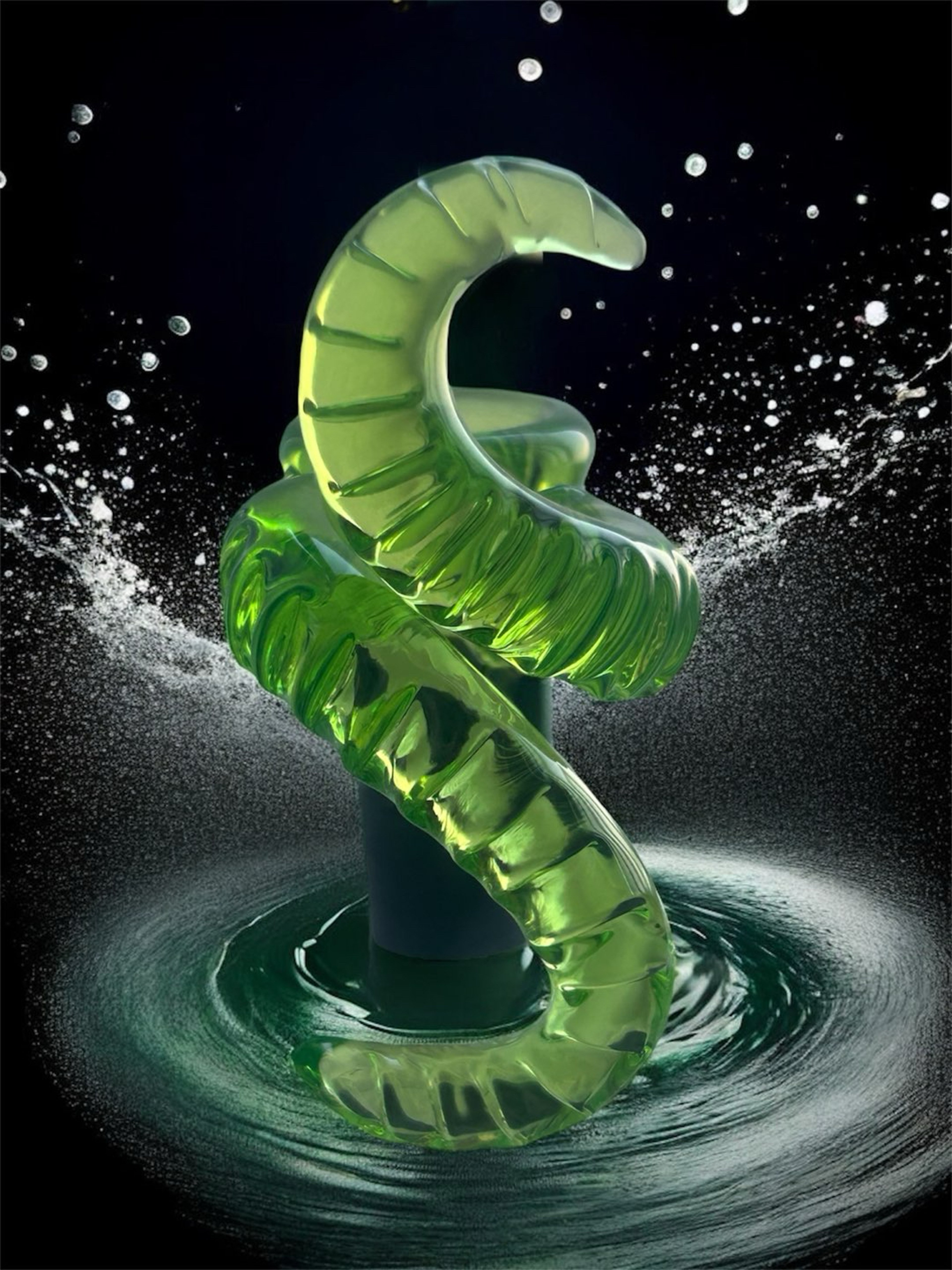 Preview pic of Lime Green Tentacle 🐙💚 Slide Funnel Bowl Piece Male 14mm