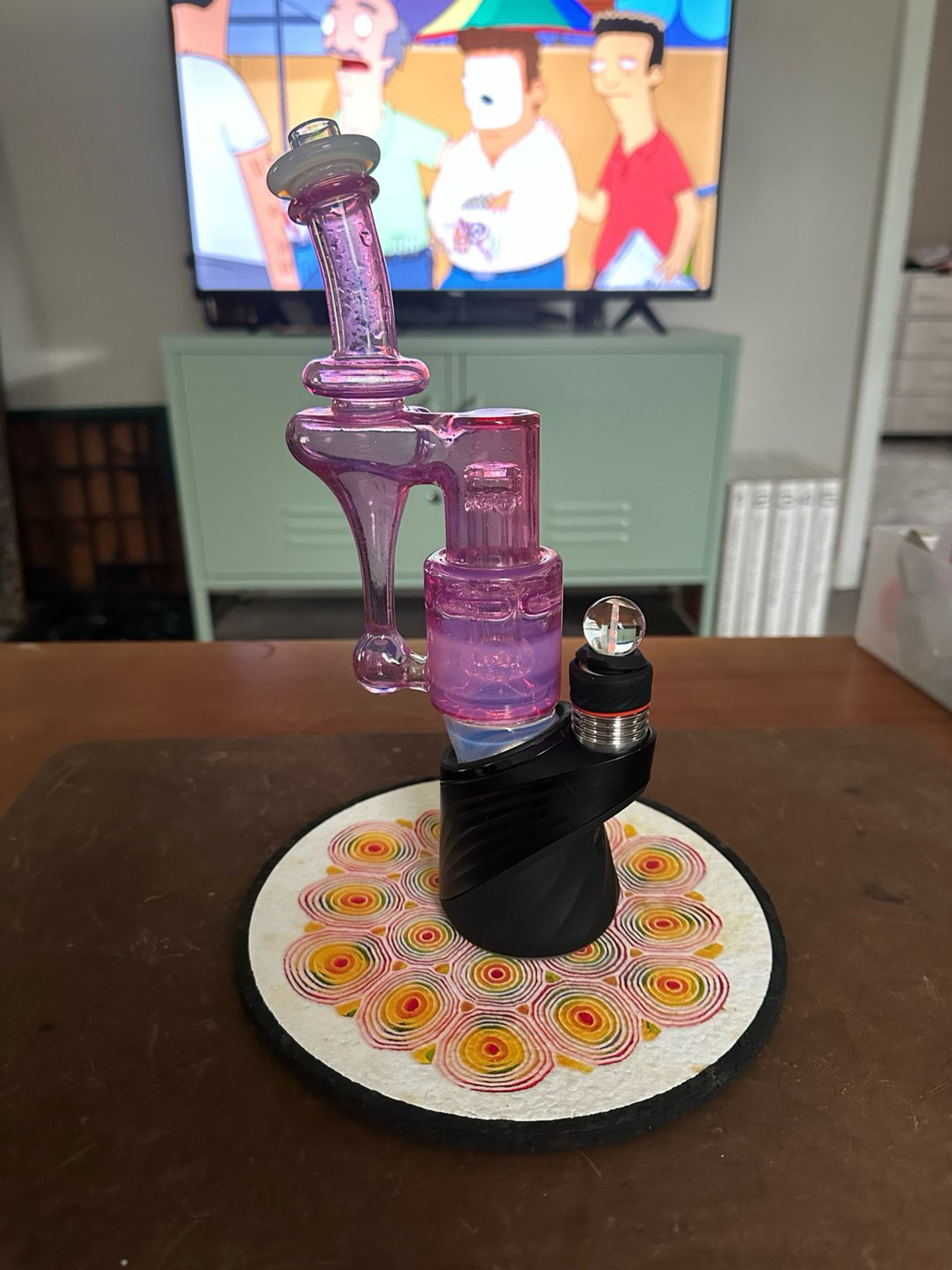 Preview pic of Bear Mountain Studios Puffco Peak Bloop RBR - Pink Slyme x Gold Ruby with matching joystick.