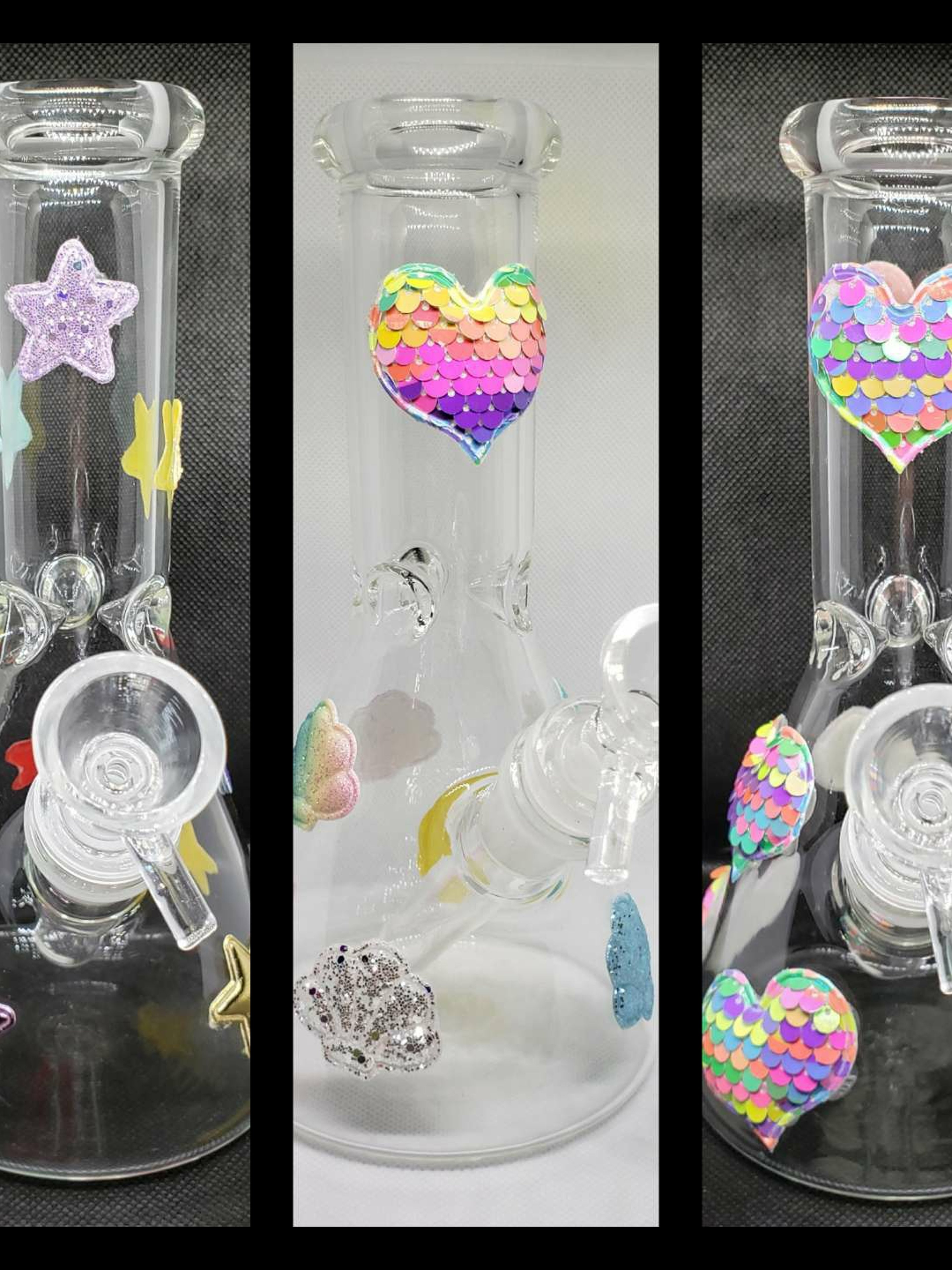 Preview pic of 7.5in unbranded cute uv reactive beakers with decals