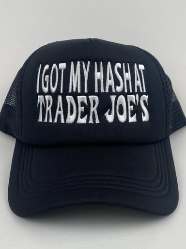 Preview pic of “I Got My Hash At Trader Joe’s” Adult Classic SnapBack Trucker Hat