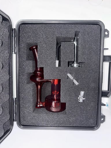 Preview pic of Greek Glass 10mm Rbr Red Elvis, comes with new Control Tower Setup and Carrying Case