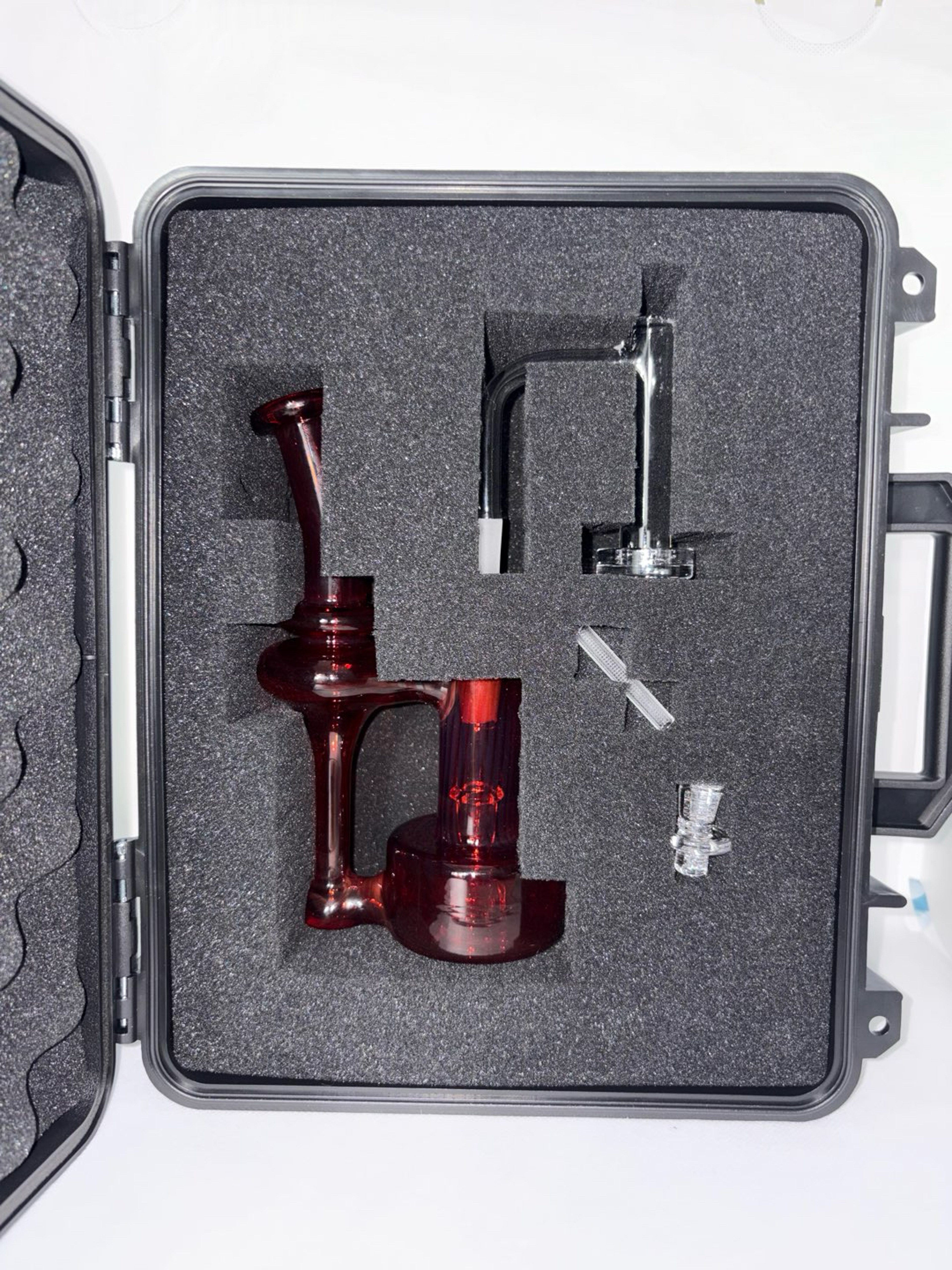 Preview pic of Greek Glass 10mm Rbr Red Elvis, comes with new Control Tower Setup and Carrying Case