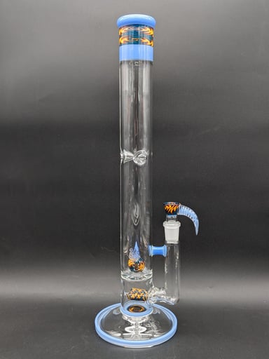 Preview pic of 2K GLASS 18.25” WORKED DUAL INLINE TO IMPERIAL TUBE w/ 4 HOLE HORN SLIDE
