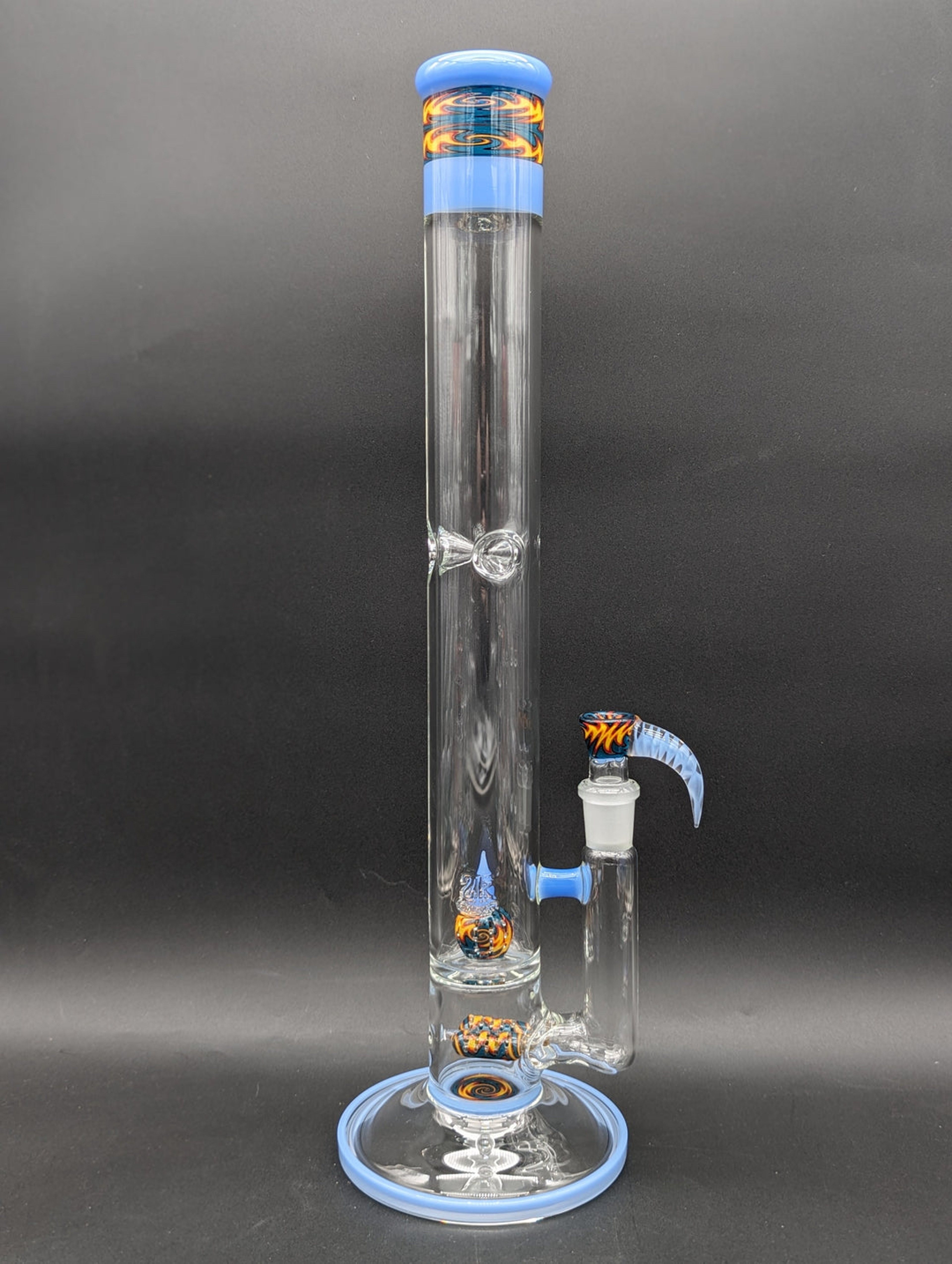 Preview pic of 2K GLASS 18.25” WORKED DUAL INLINE TO IMPERIAL TUBE w/ 4 HOLE HORN SLIDE