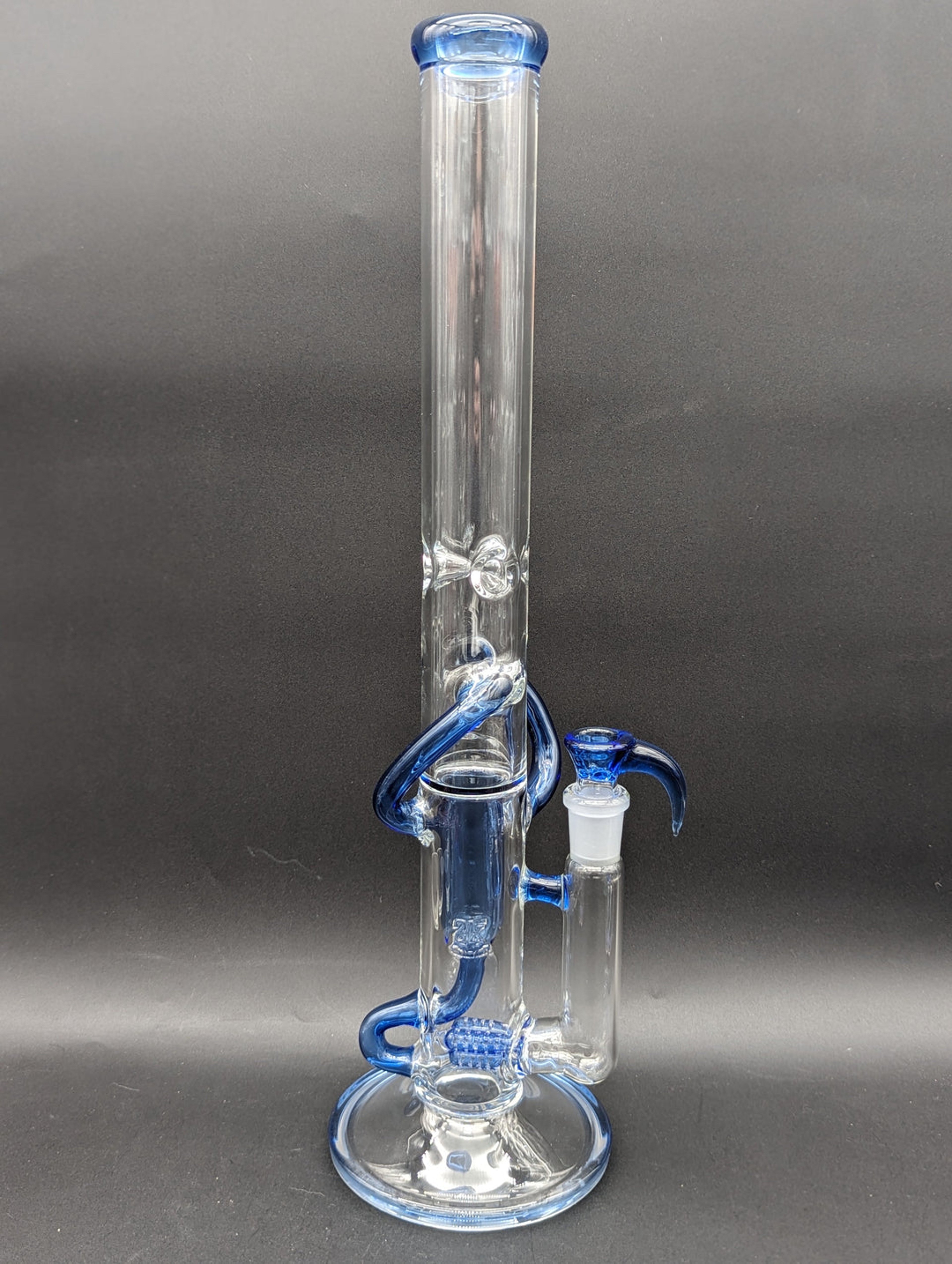 Preview pic of 2K GLASS 18" THREELINE RECYCLER BONG w/ 4 HOLE HORN SLIDE