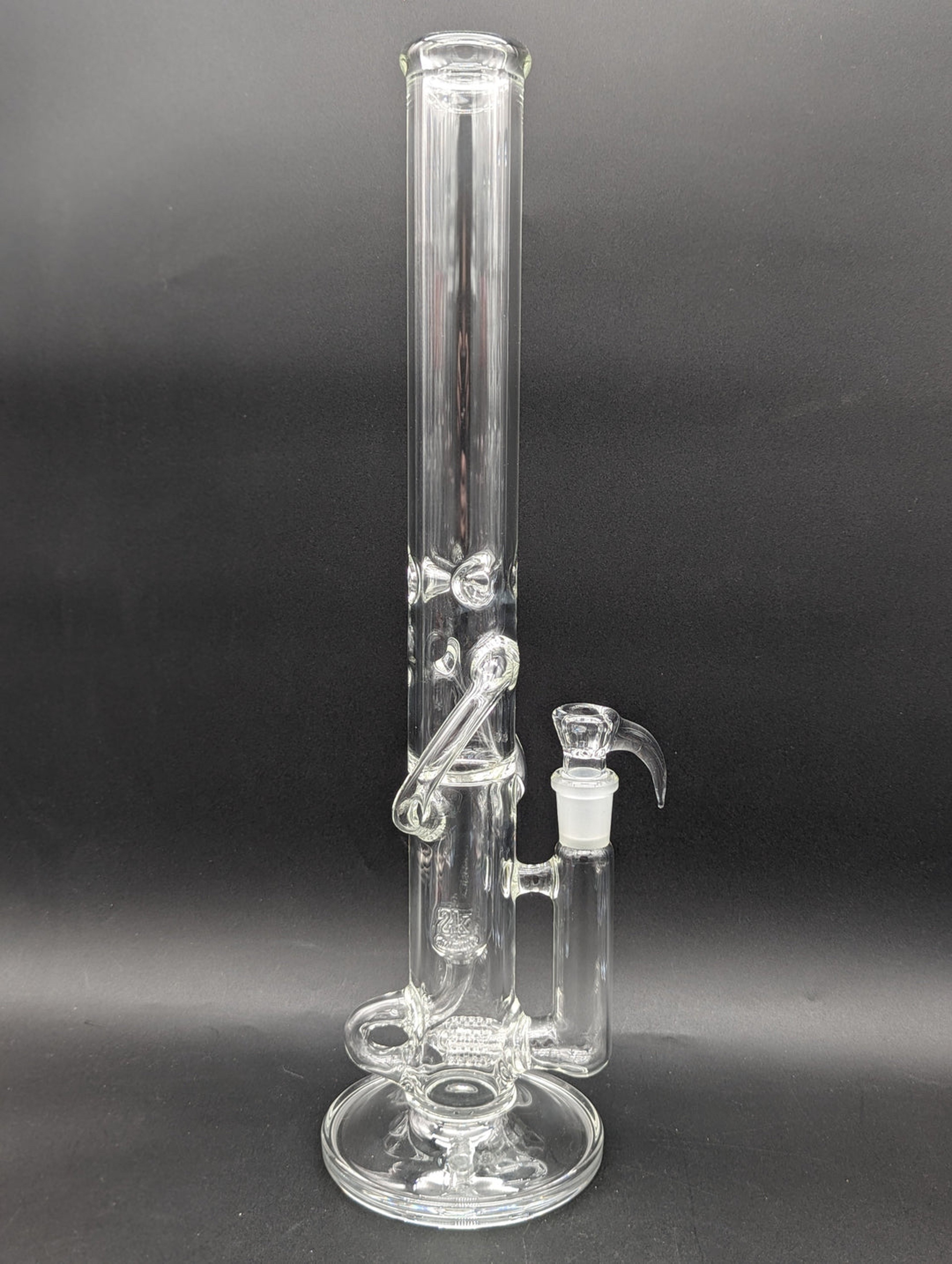 Preview pic of 2K GLASS 18" THREELINE RECYCLER BONG w/ 4 HOLE HORN SLIDE