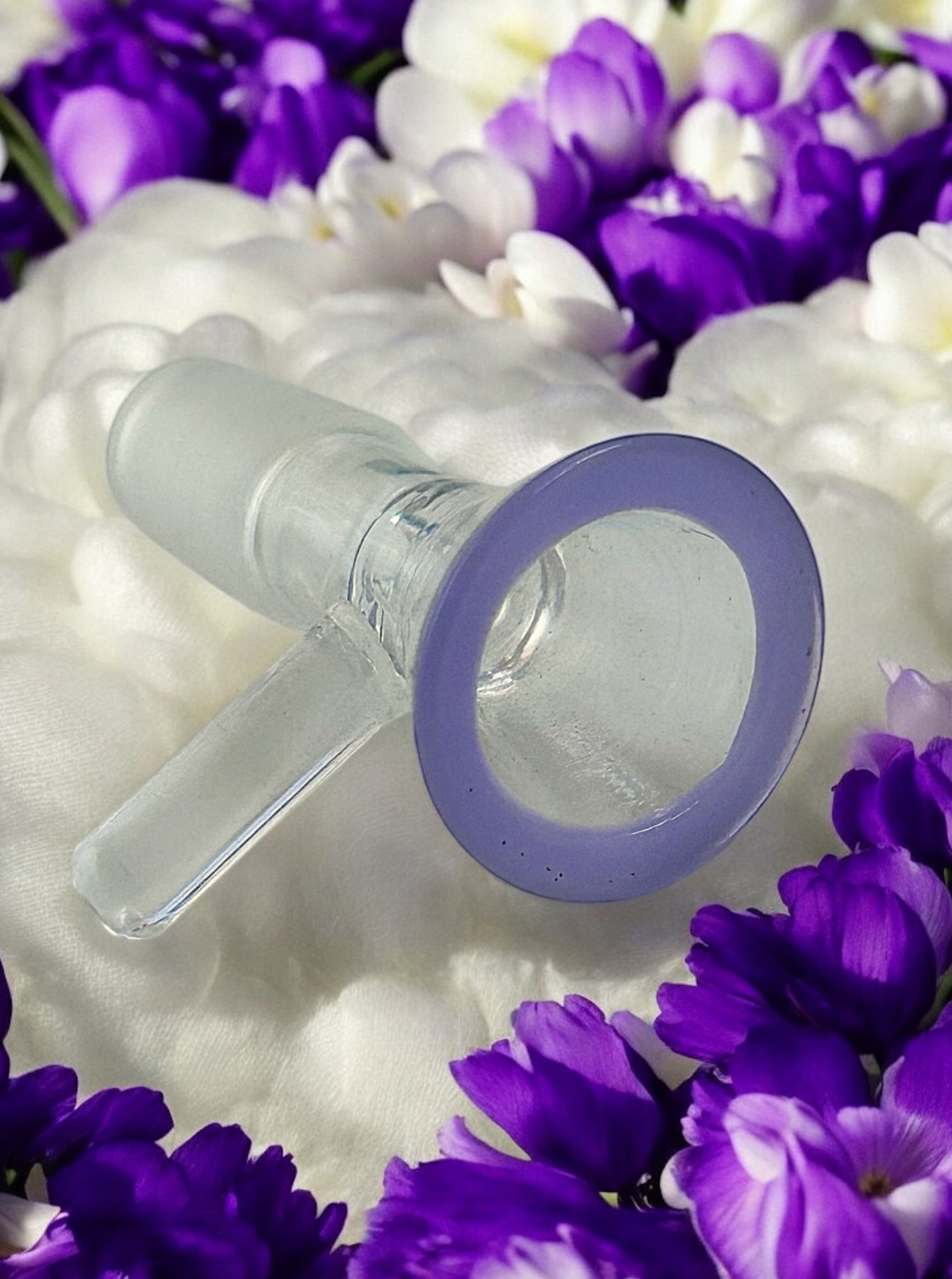 Preview pic of 14mm Male Martini 🍸 Funnel Slide Bowl Piece with Purple Rim