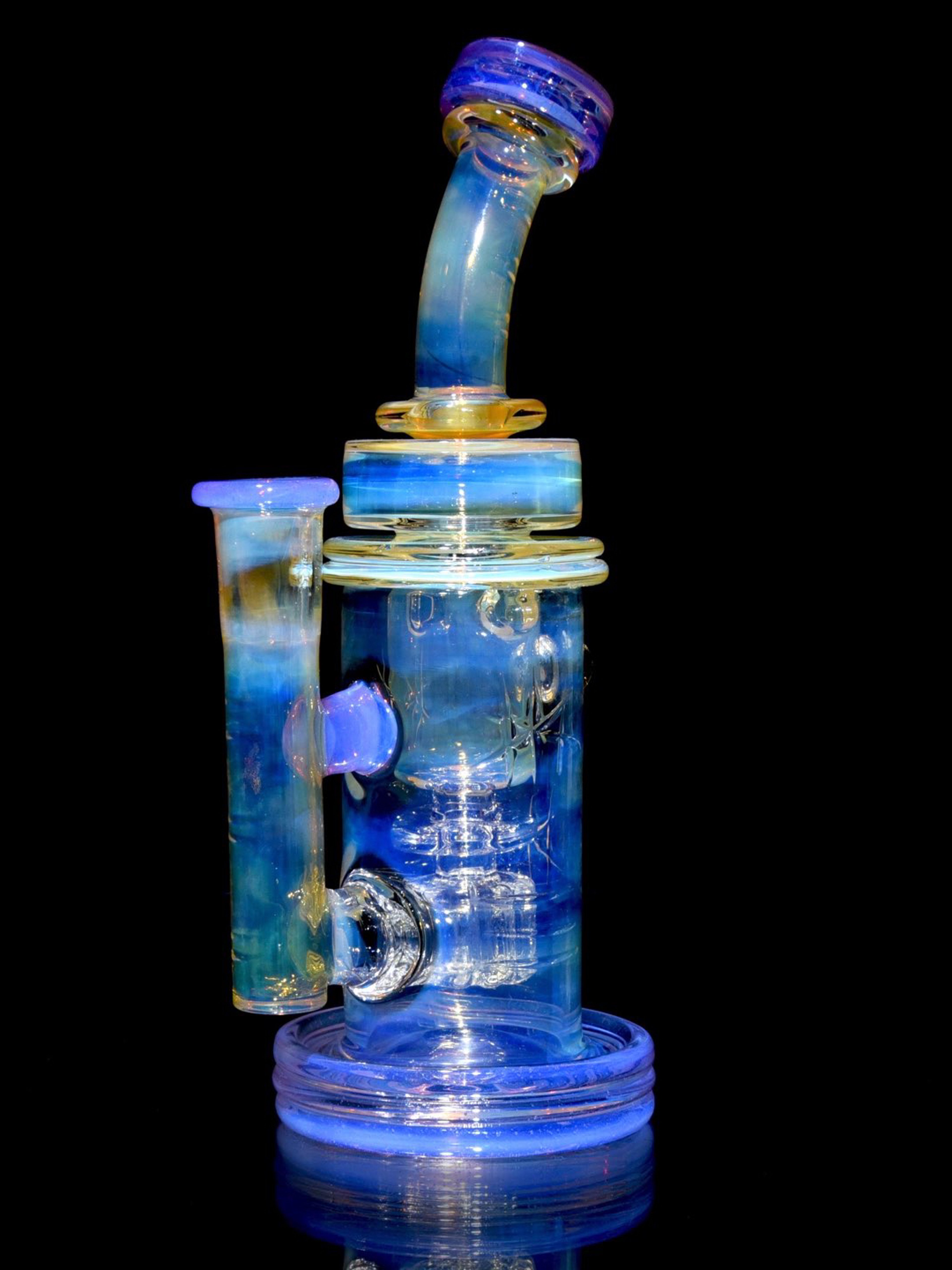 Preview pic of Bronx Glass - Fumed & Carved Incycler w/ Slitted Perc - Pink Slyme - 14mm Female