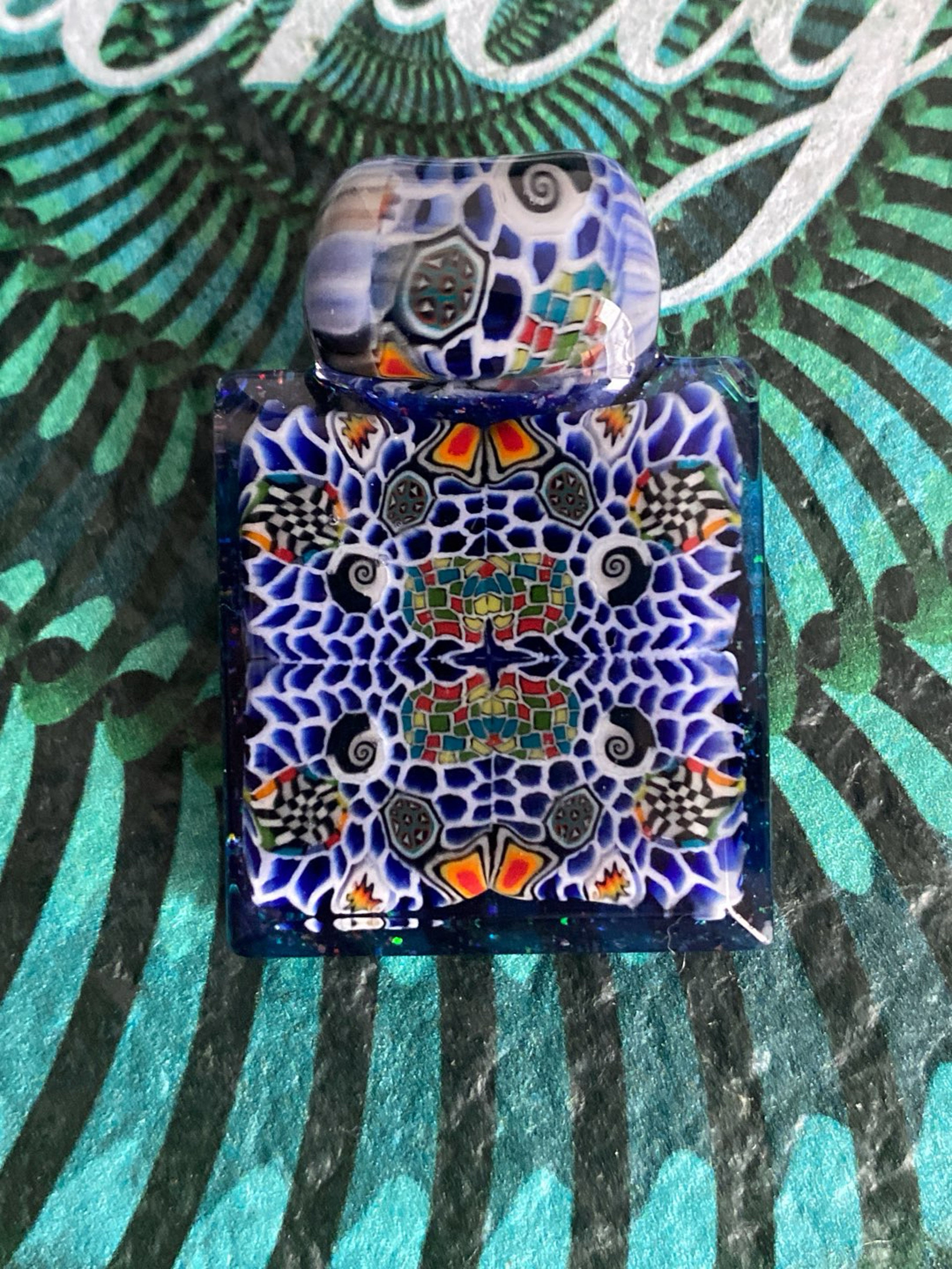 Preview pic of Hefe Murrine & Chipstack Tile Pendant with Matching Bale