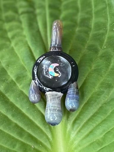 Preview pic of Green Amber purple and Black Crescent moon Drip Pendant