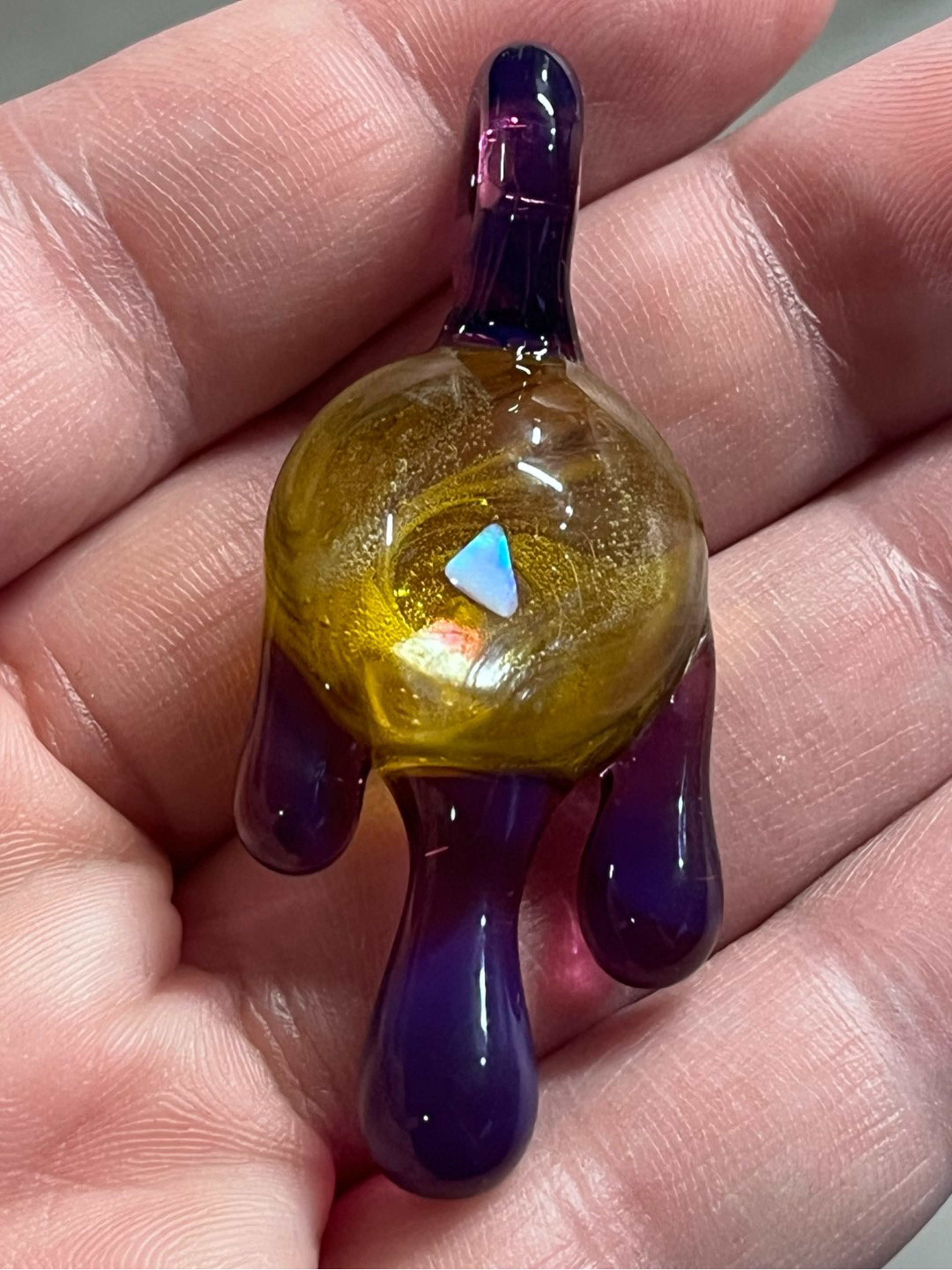 Preview pic of Purple and yellow swirl drip pendant