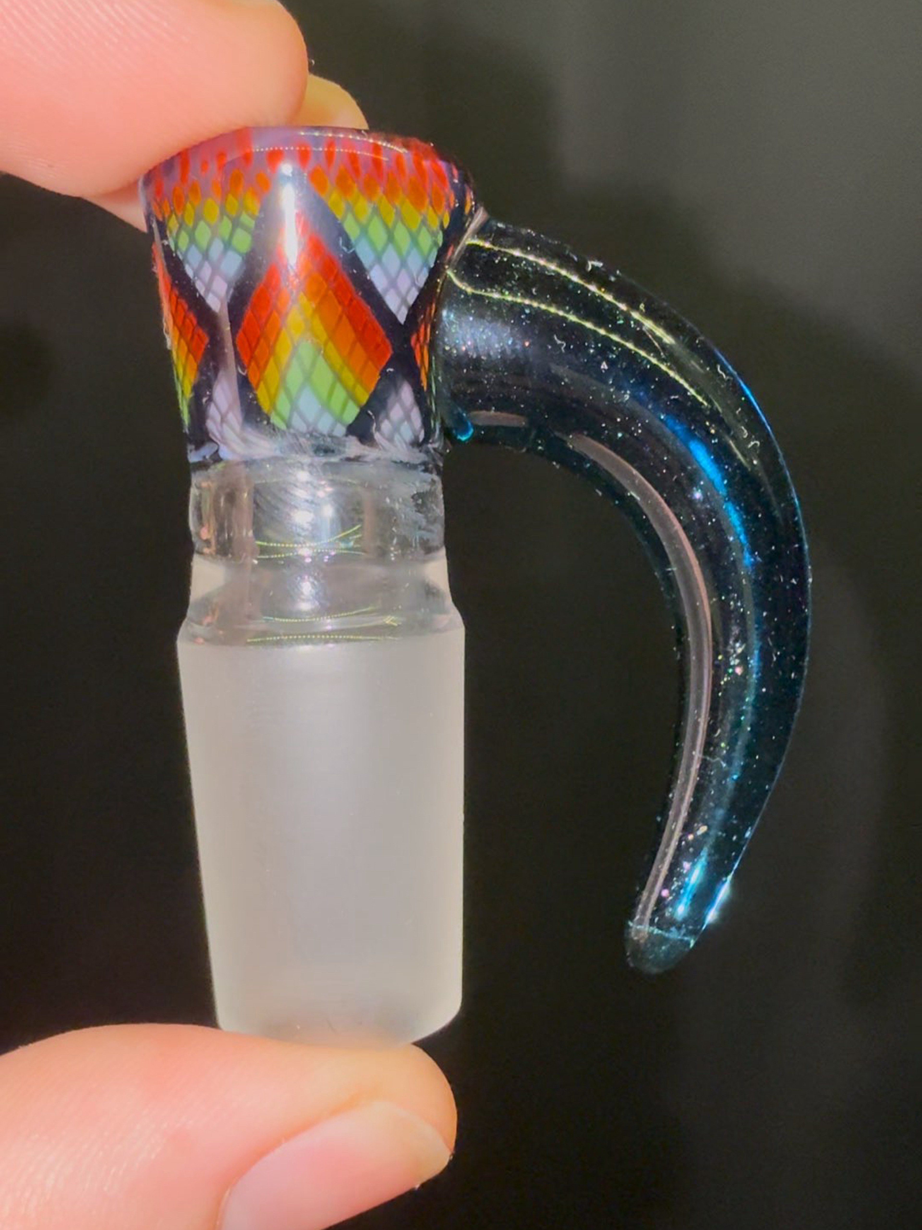 18mm 4 hole Rainbow Fillacello w/ Blue stardust horn image 0