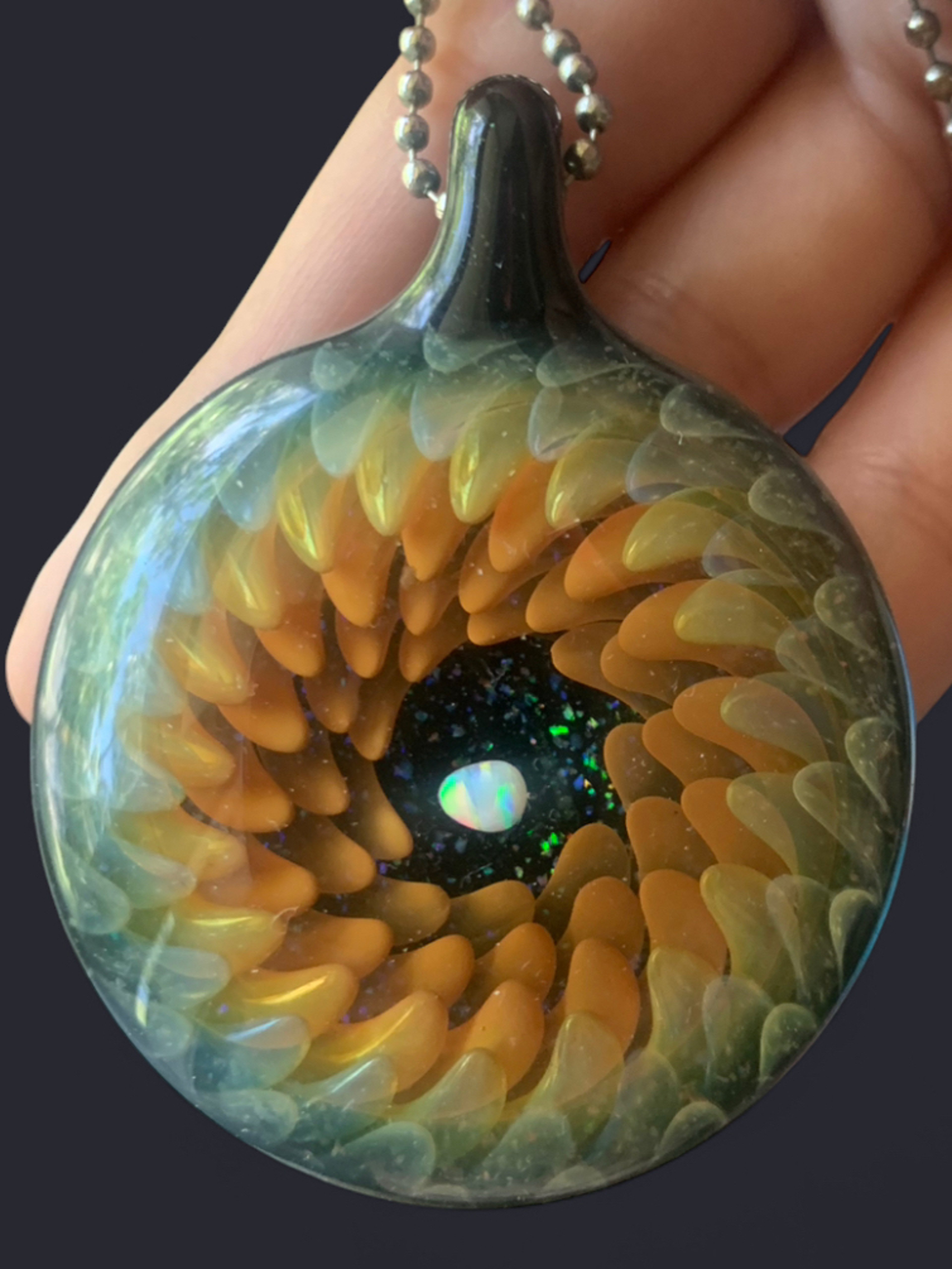 Preview pic of Chaos Fumed Crushed Opal Pendant - K Berg