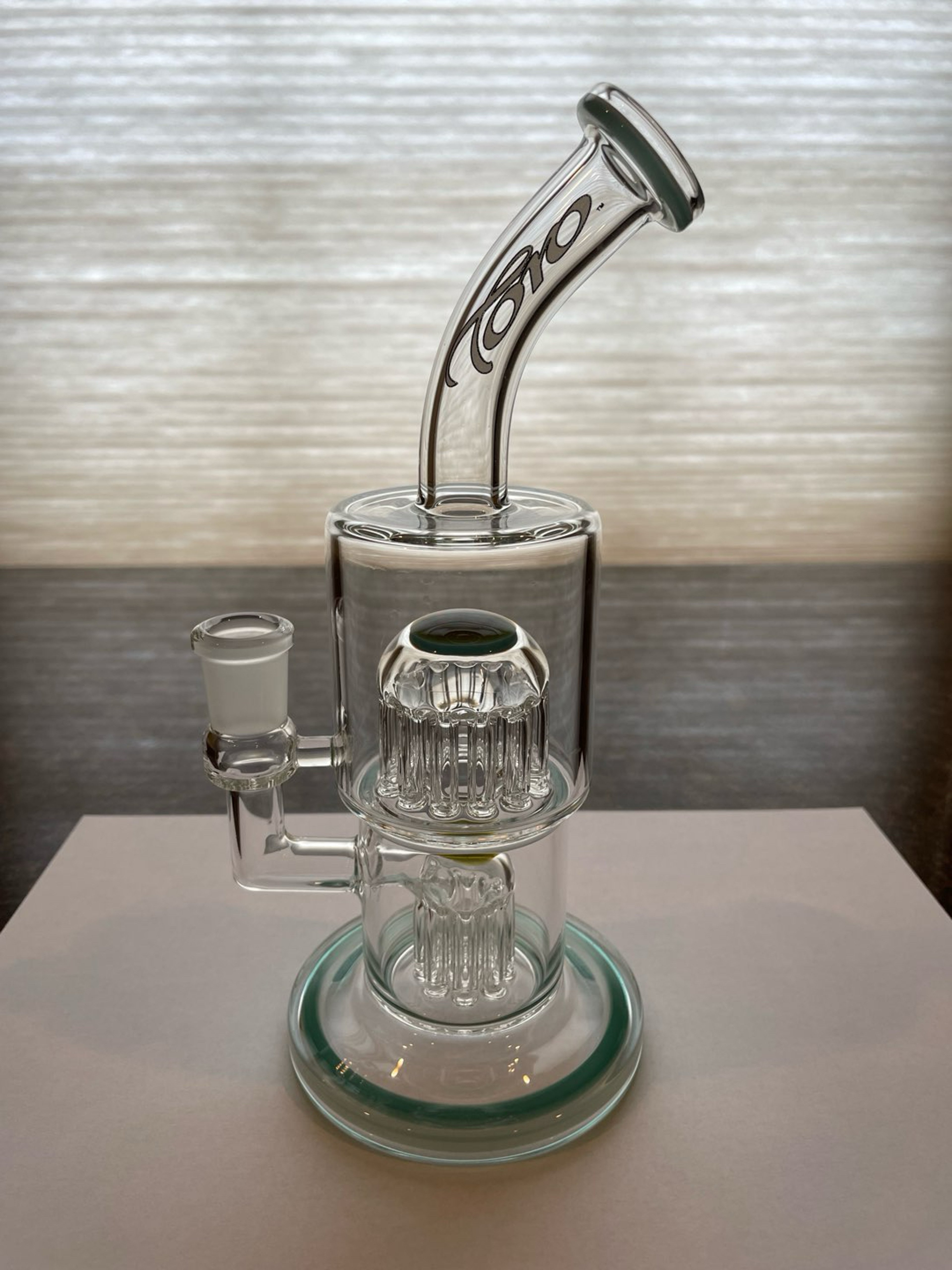 14mm Double Macro XL with Atlantis over White accents made by Toro Glass image 0