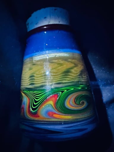 Preview pic of Awesome 8 section large heady UV wigwag cork stash jar🔥🧐