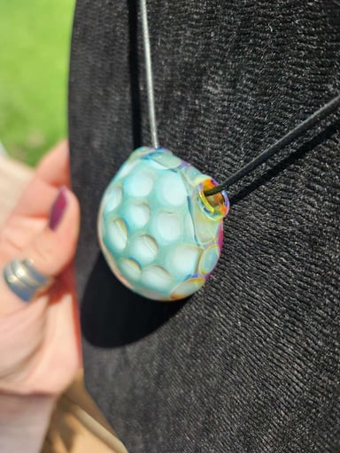 Preview pic of ¡Amber Purple x Green Stardust Honeycomb Hollow Pendant by Brandon Kilty!