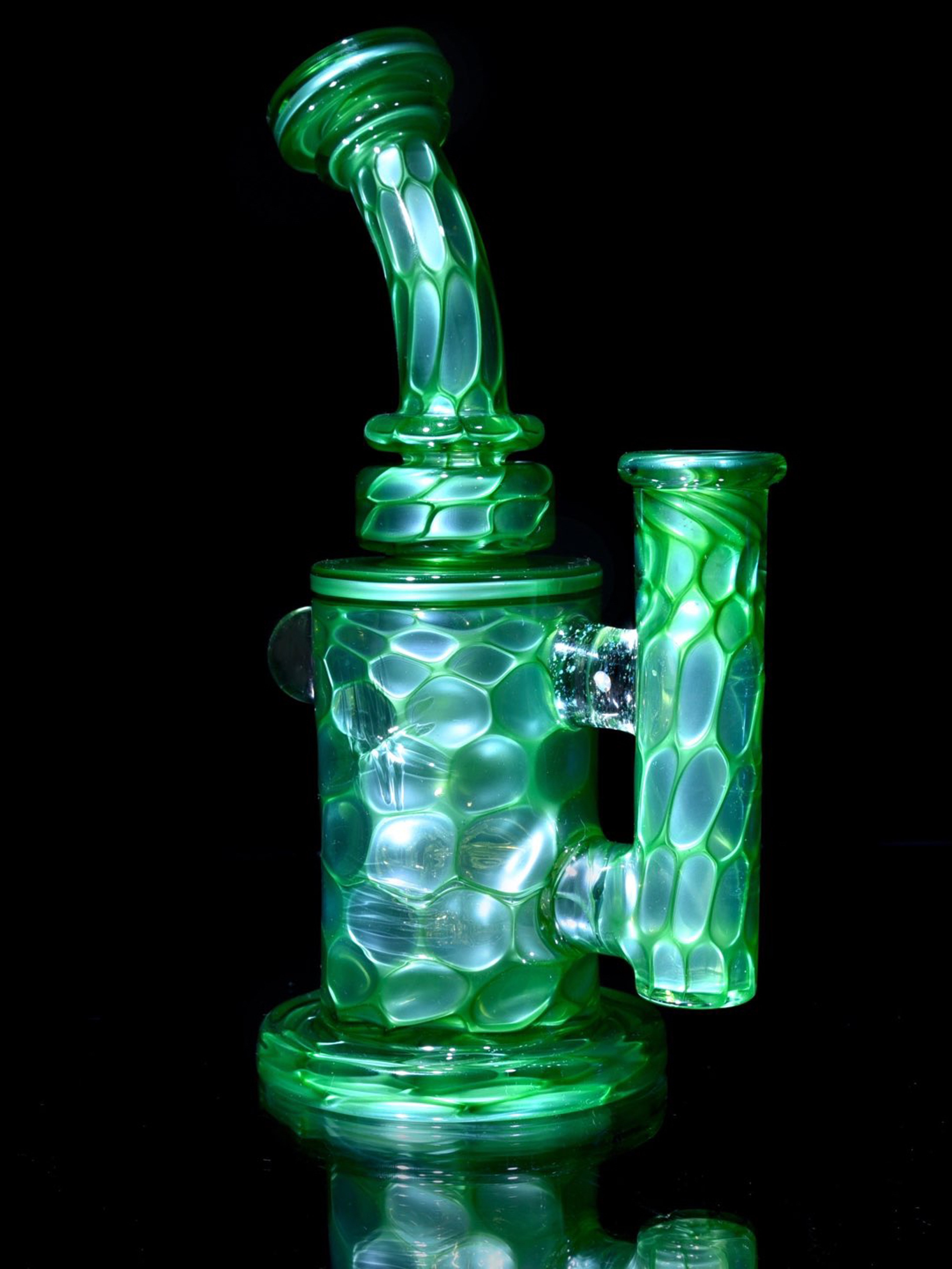 Preview pic of Bronx Glass - Fully-worked Torus Recycler w/ Gridded Perc - Chromium Honeycomb - 14mm Female