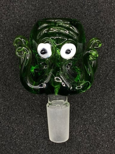 Preview pic of 14mm Single Hole Green Octopus Glass Bowl Slide