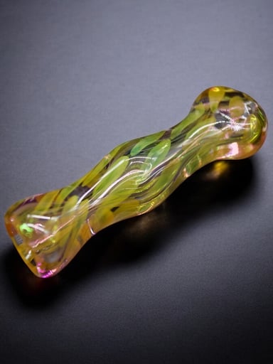 Preview pic of Hand Blown Chillum Glass Pipe 3” Fumed Color Swirl Design Thick Glass