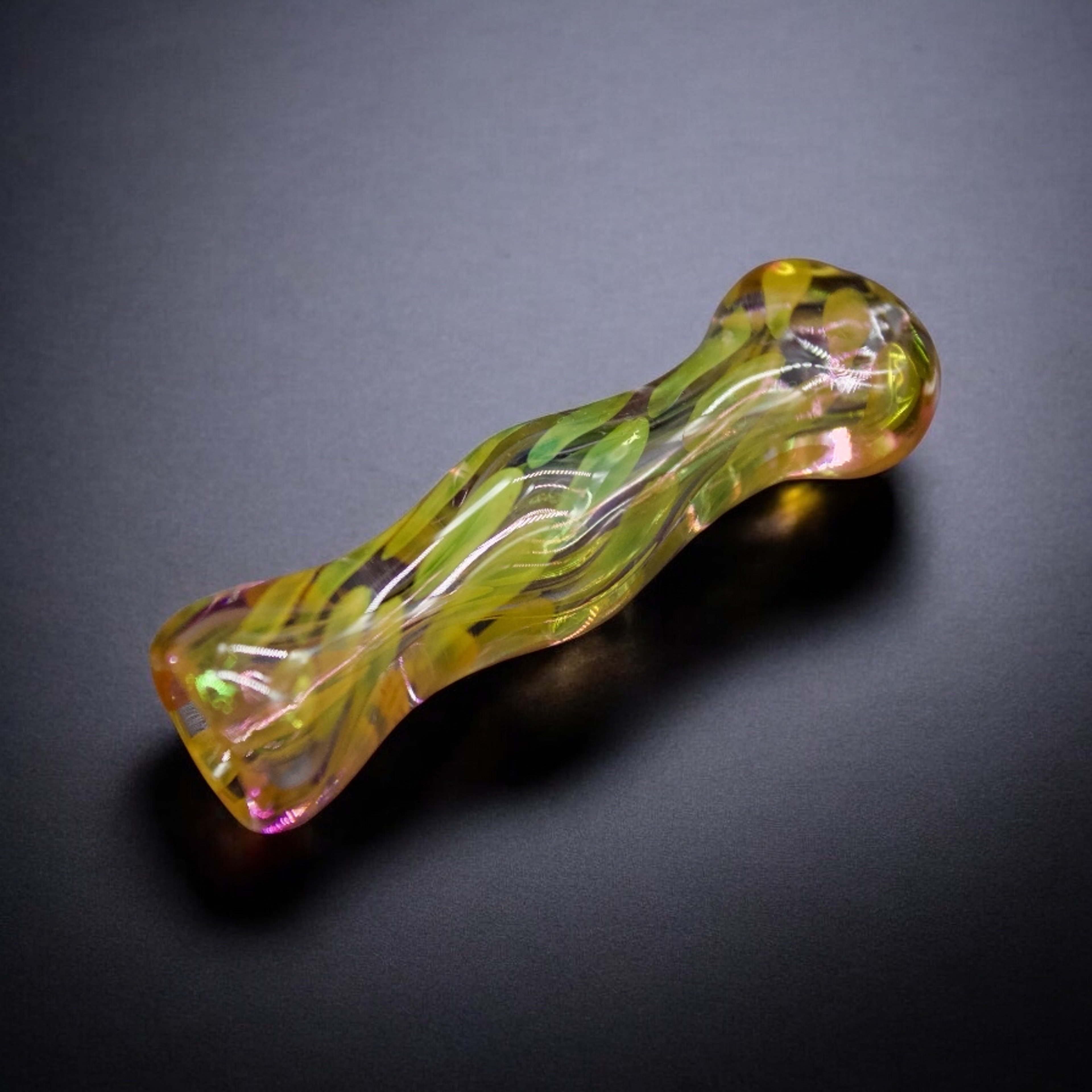 Preview pic of Hand Blown Chillum Glass Pipe 3” Fumed Color Swirl Design Thick Glass