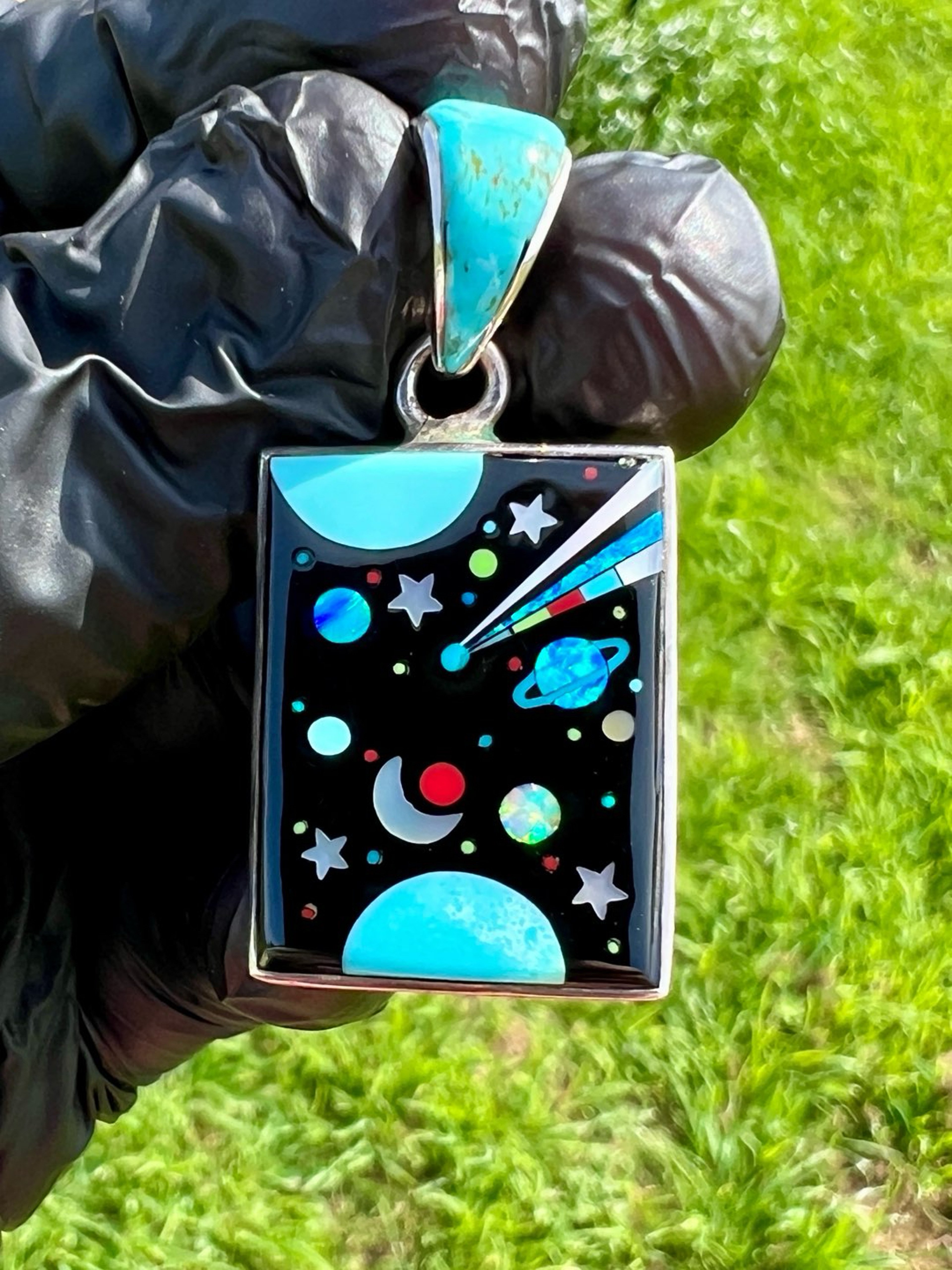 Preview pic of Sterling Silver Rectangle Galaxy Pendant