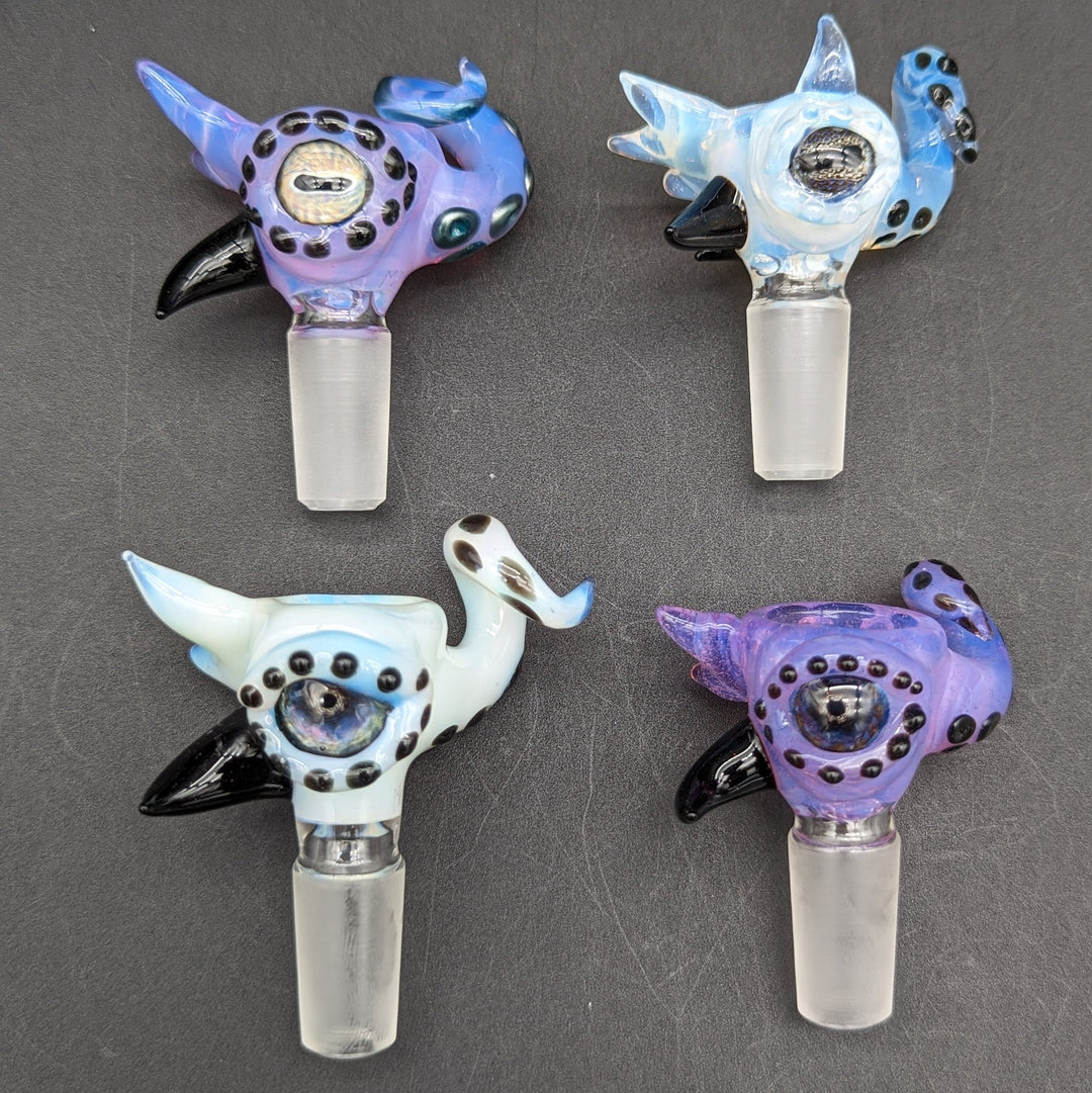 Preview pic of 3 HOLE MAKO GLASS 14MM OCTOPUS BOWL / SLIDES