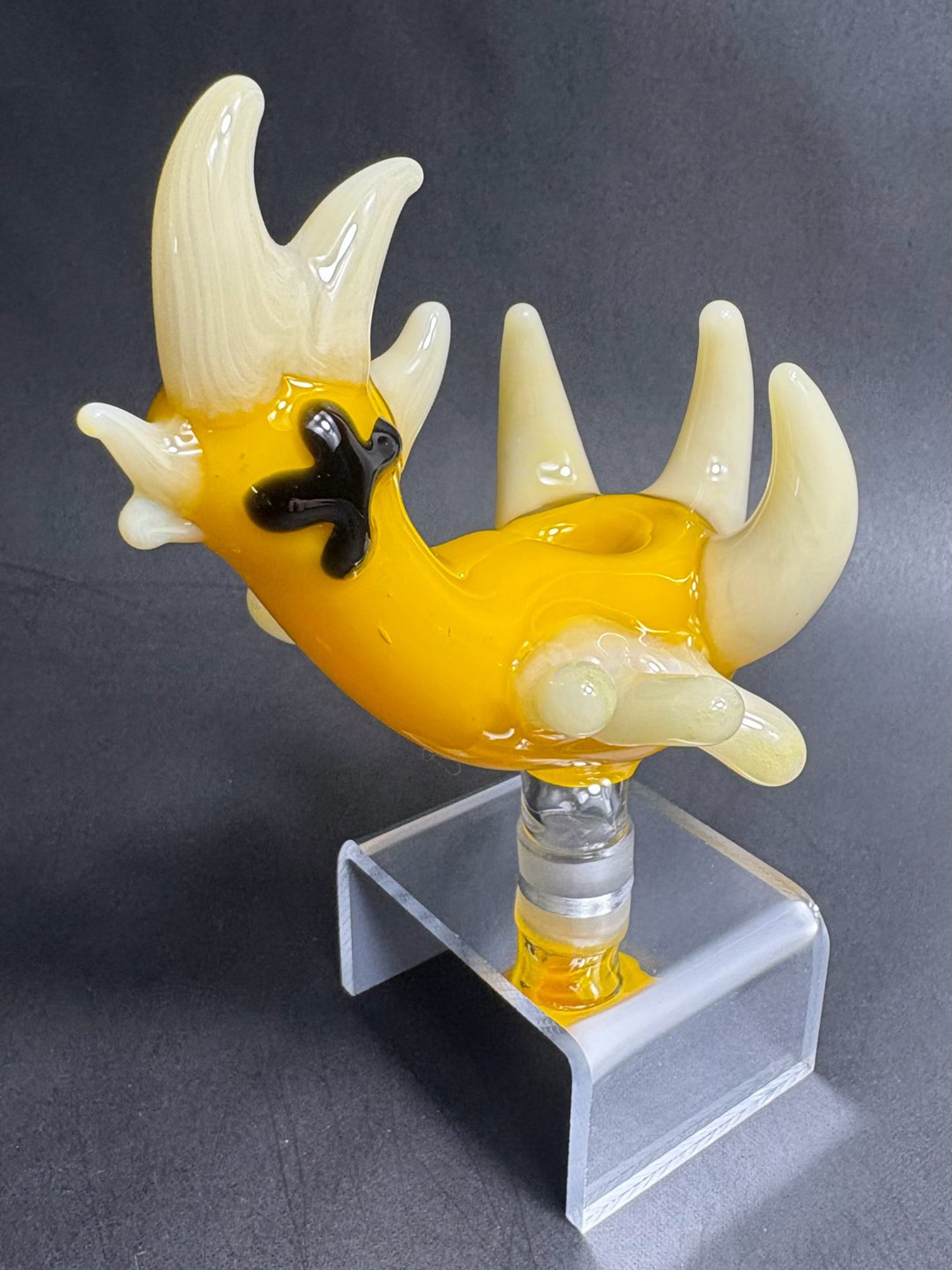 Preview pic of Heady Glass JOP Yellow/Cream Chicken Slide/Bowl 14mm Male Joint