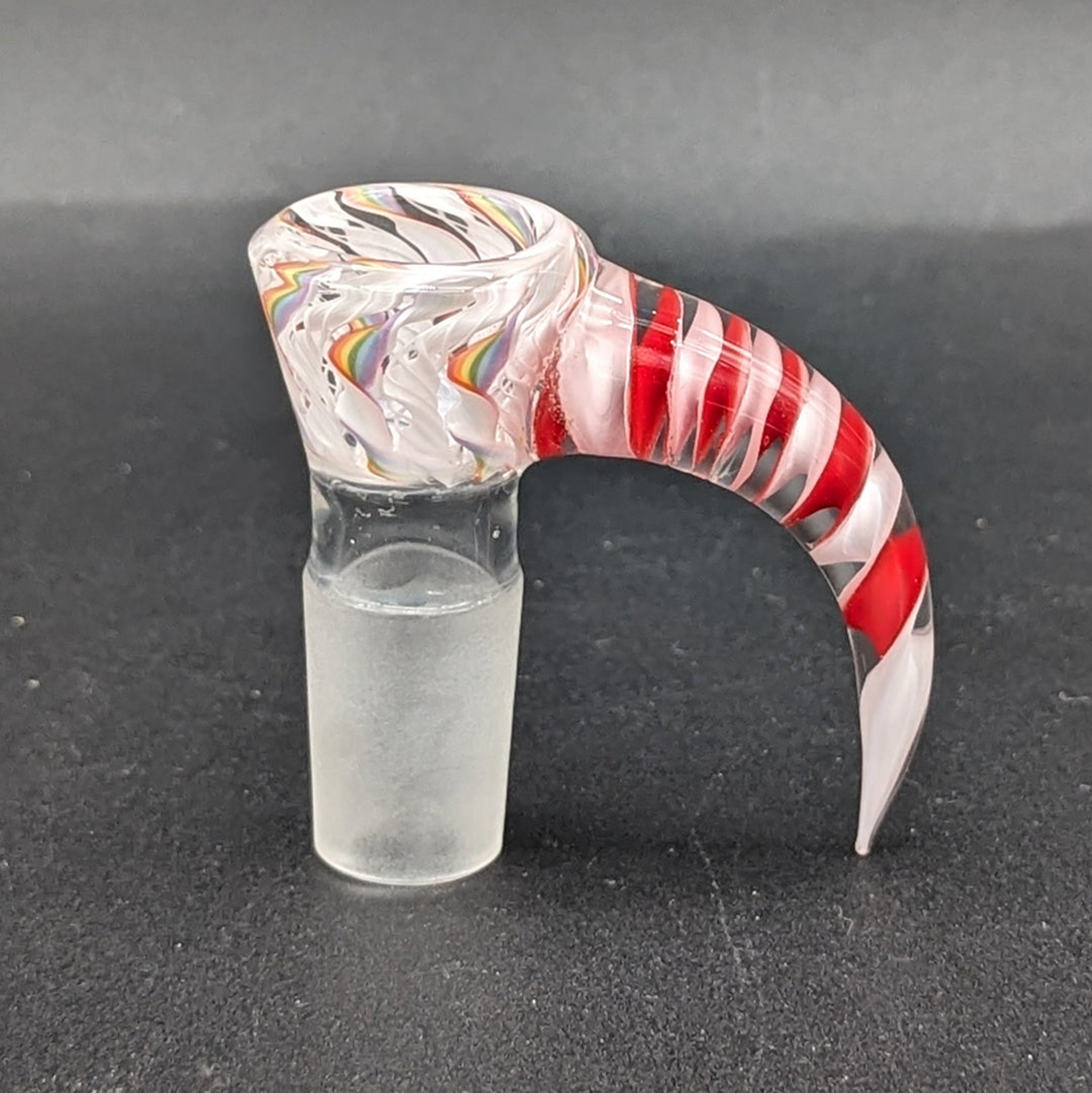 Preview pic of 4 HOLE 2K GLASS CANDY STRIPES 18MM SLIDE