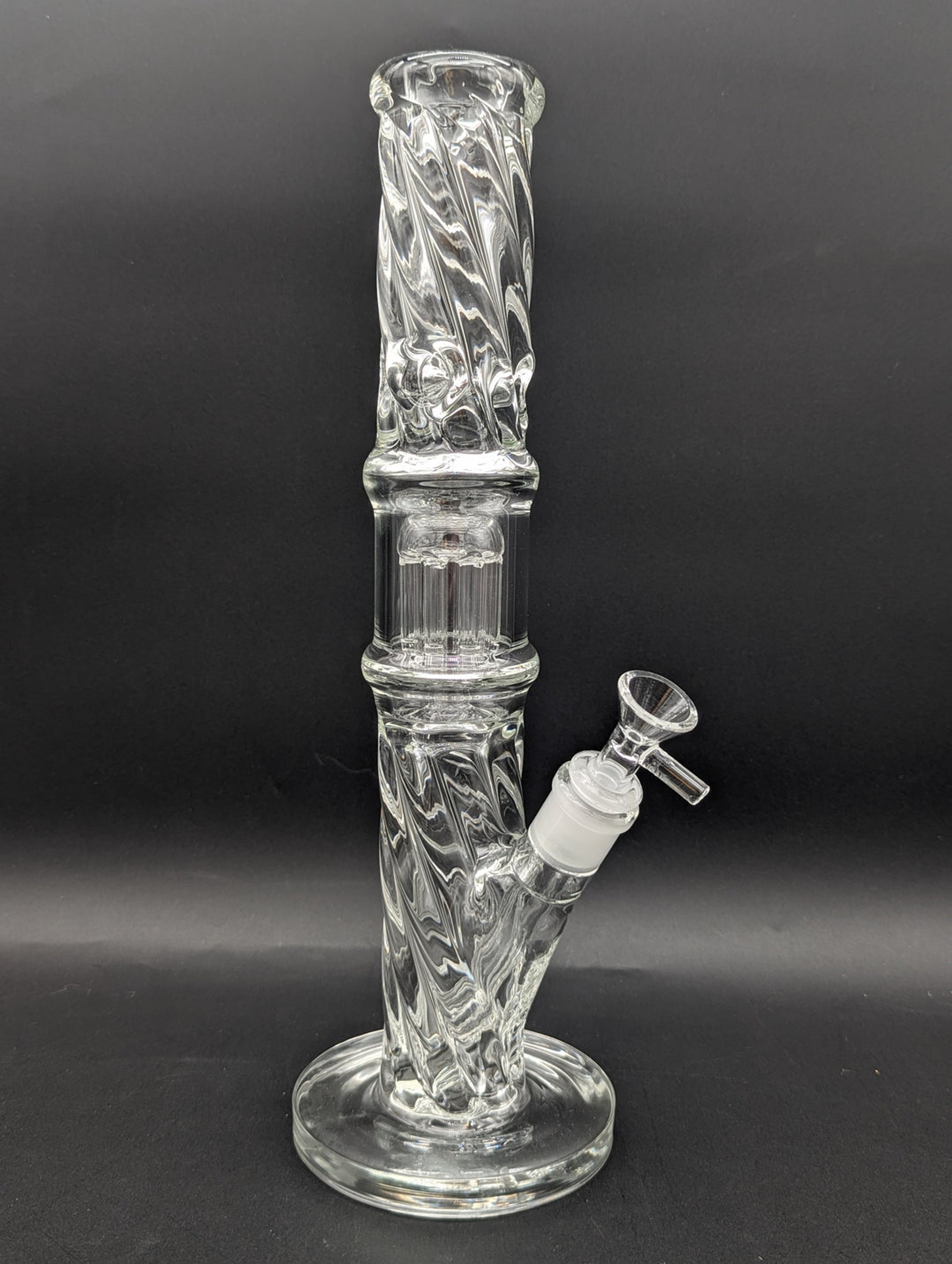 Preview pic of TRANSLUCENT TWISTY JELLYFISH PERC STRAIGHT GLASS WATER PIPE | 13.75"