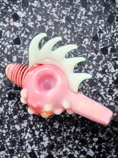 Preview pic of 5in silver fumed color changing art deco neon spoon pipe