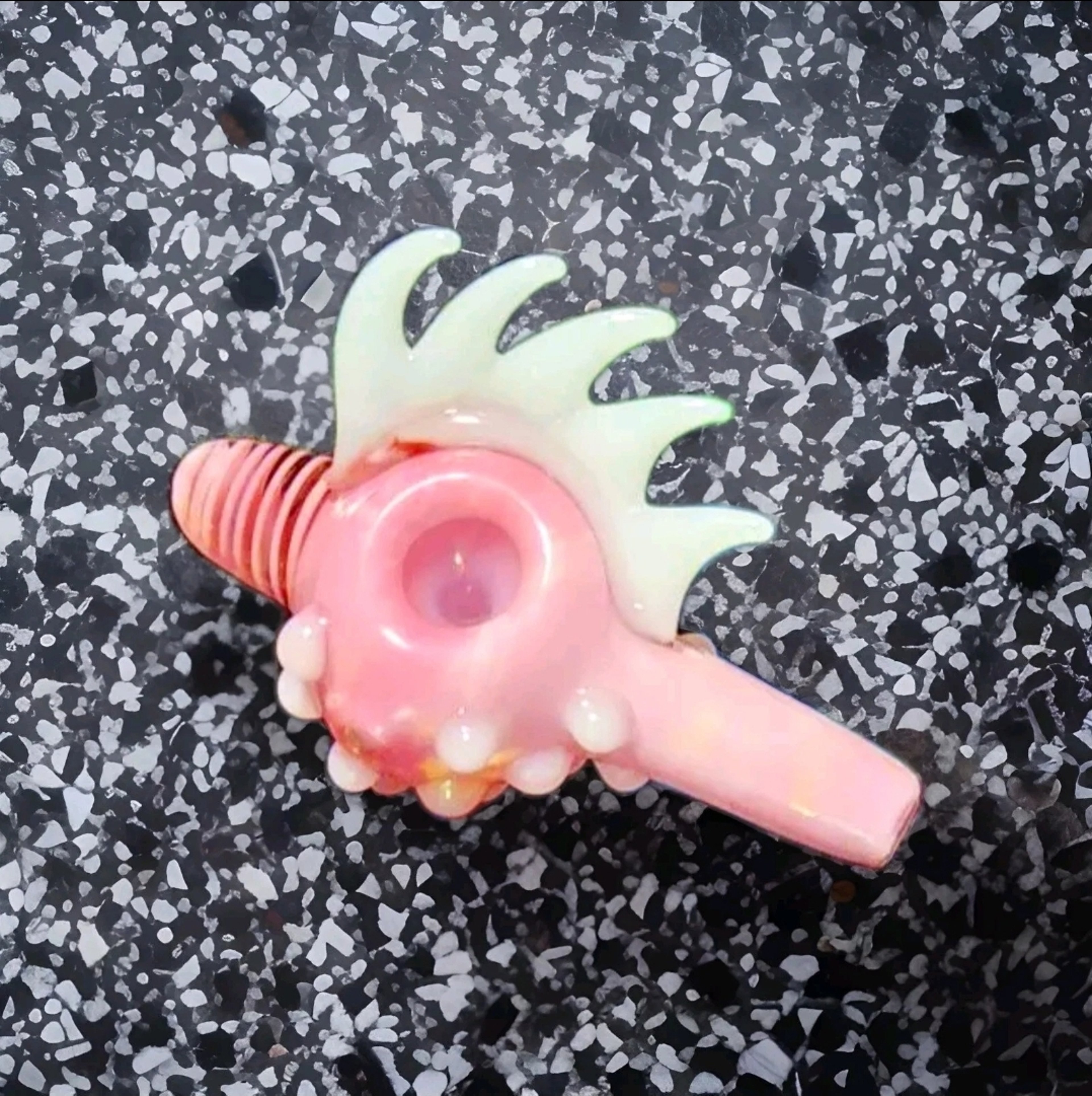 Preview pic of 5in silver fumed color changing art deco neon spoon pipe