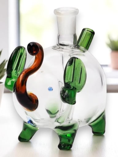 Preview pic of Brand New 10mm Elephant-Shaped Glass Oil Burner Bubbler Water Pipe Whip Bowl Kit