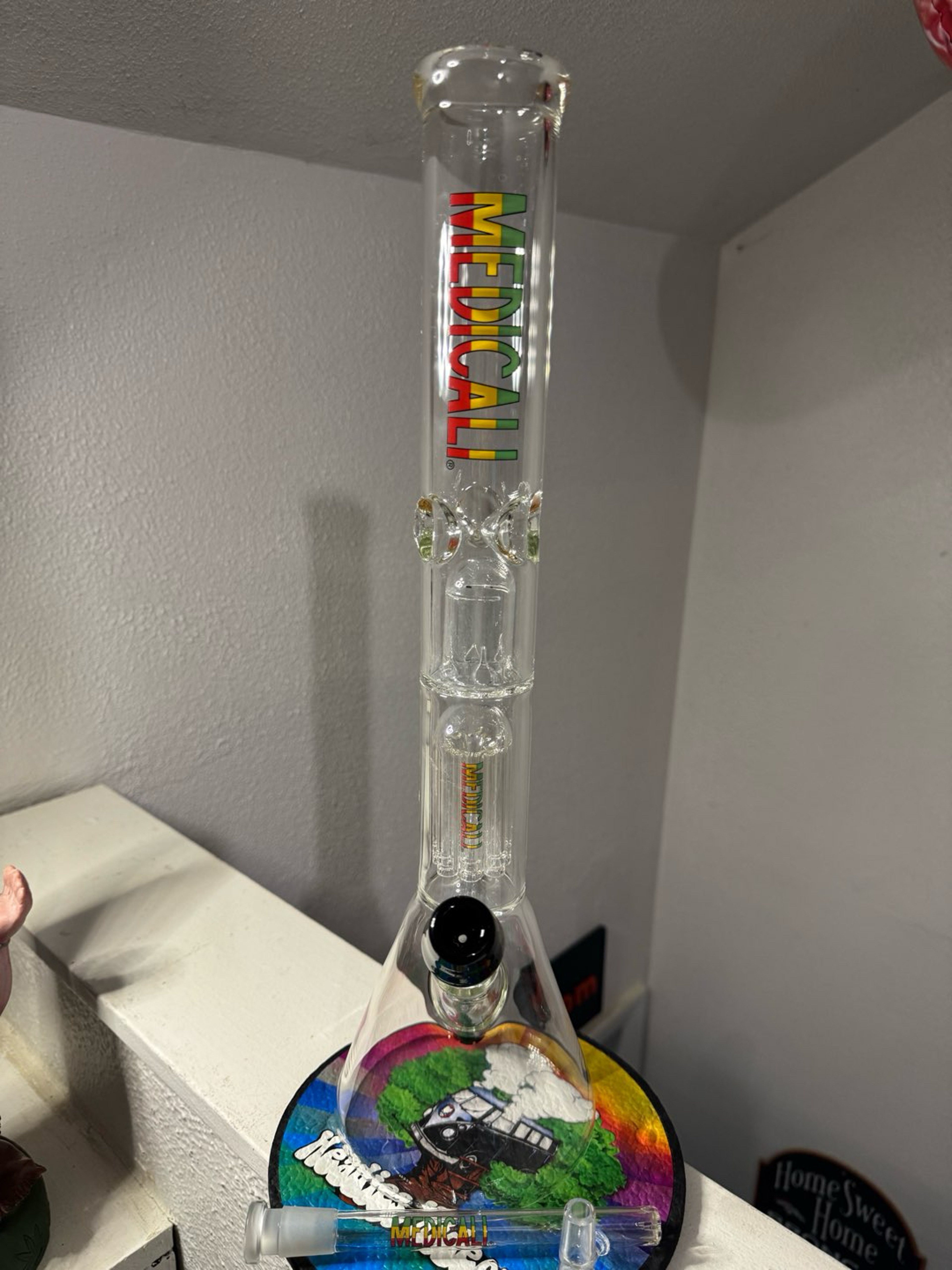 Preview pic of Medicali 18” Rasta Colored 8 Arm Beaker w/ Ice Catcher