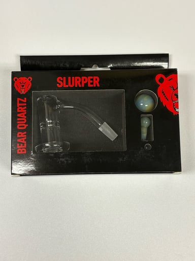 Preview pic of Bear Quartz Slurper set with marble set 10mm 45 degree angle Brand New