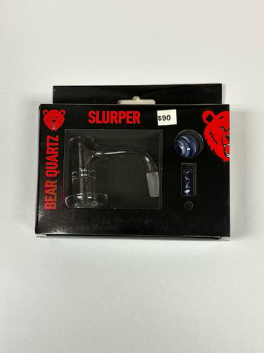Preview pic of Bear Quartz Slurper set with marble set 10mm 90 degree angle Brand New